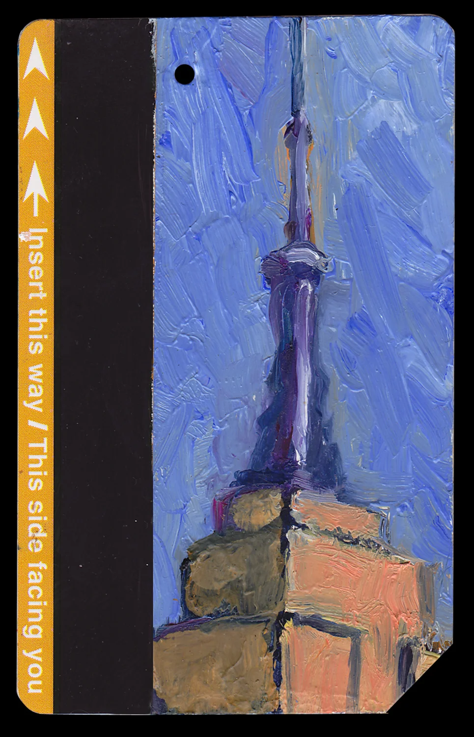  2" x 3.5" Oil on NYC Metro Card &nbsp; &nbsp; SOLD  