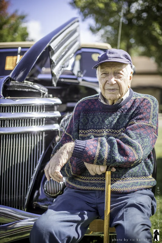 Frank Saduto, Veteran of the Battle of the Bulge, and his 1936 Ford