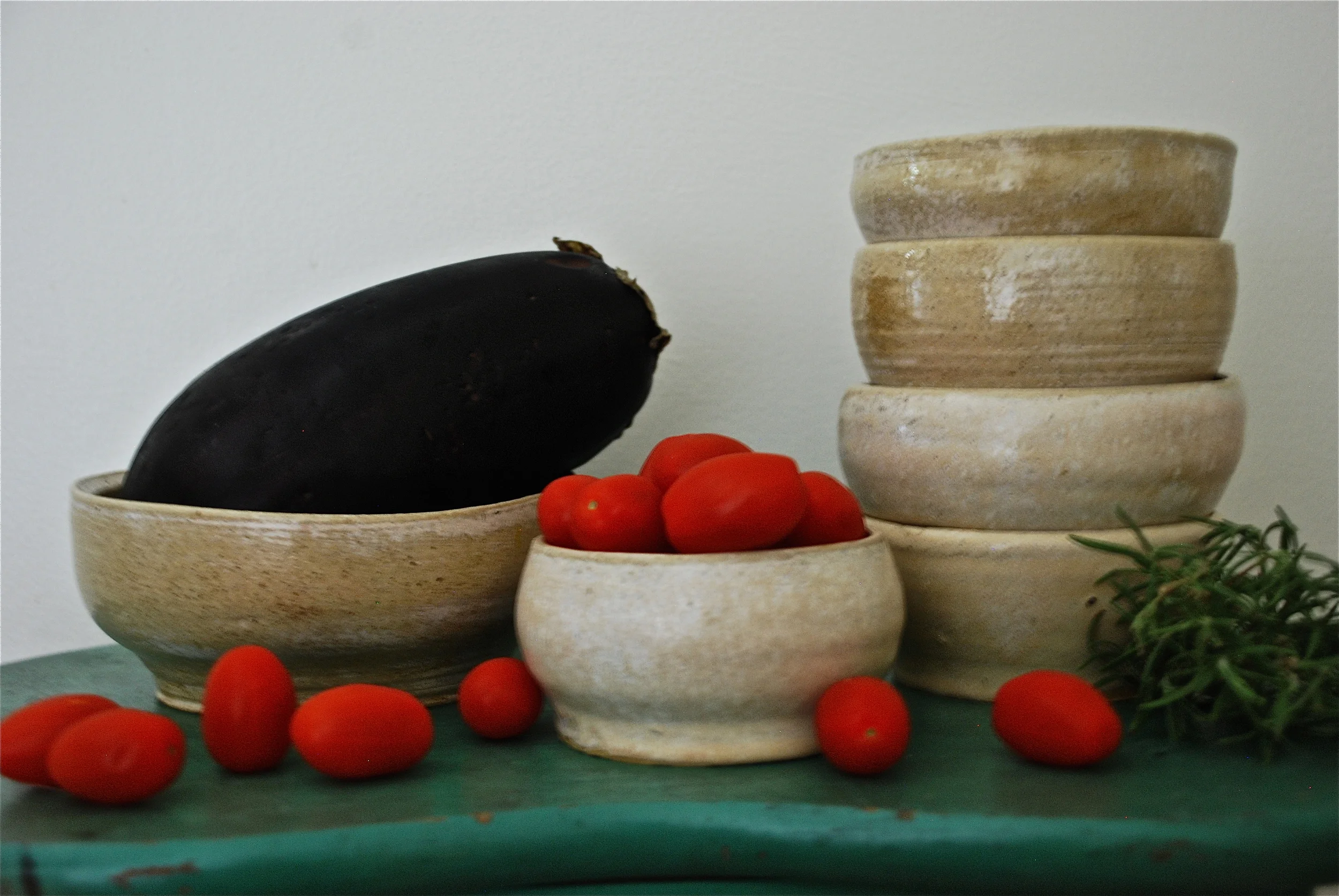  Ceramic Bowls  Large Bowl 4" high and 8" wide  Small bowls average 2.5" high by 4.5" wide 