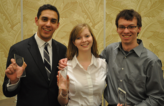Mock Trial All Americans: (left to right) Alex Block, attorney award, Monika Mudd, witness award and Elias Demeropolis, witness award.