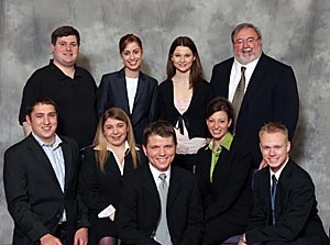 Miami A: (front row) Scott Finney (2005) Mandy Aquino Barreto (2005), Adam Davis (2005) Kate Bowling (2005) Ryan Snyder (2007) (backrow) Dan Haughey, Jessica Zetwick (2005), Jade Smarda (2005), Dan Herron. 