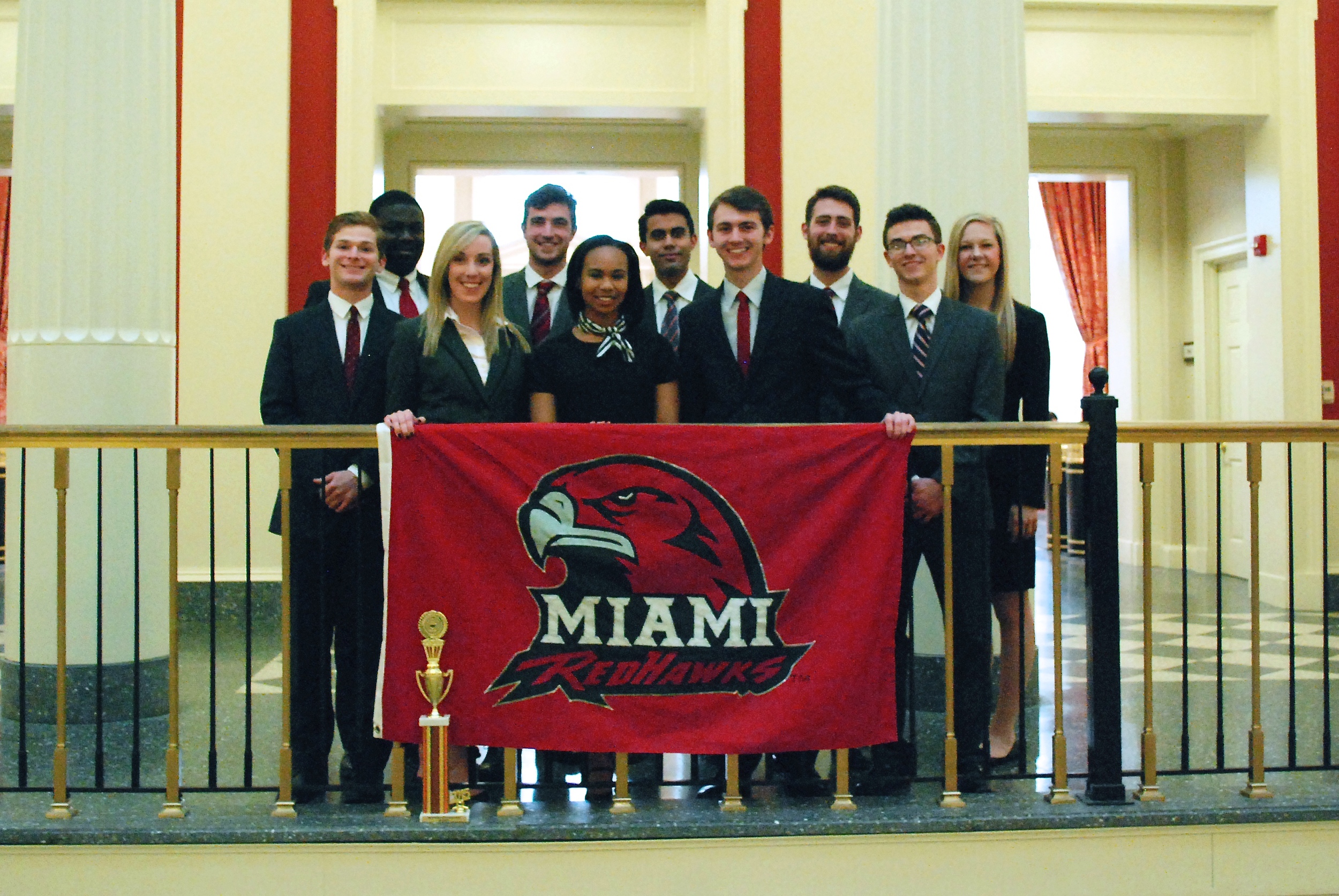 Miami A (left to right): Adam Korn (2017), Imokhai Okolo (2017), Katie O'Keeffe (2017), Matt Meeks (2015), Jazmine Kee (2017), Najeeb Ahmed (2016), Henry Leaman (2017), Ben Sandlin (2016), John Spear (2016), Dani Kunkel (2018)