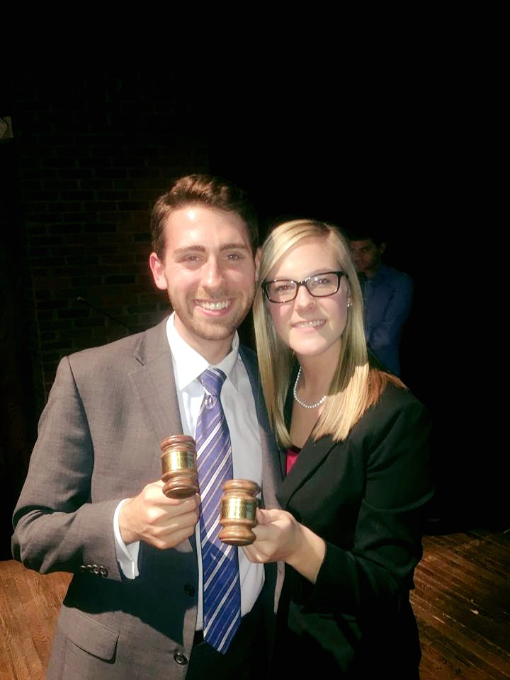 Attorneys Ben Sandlin and Dani Kunkel upon receiving their Outstanding Attorney awards.