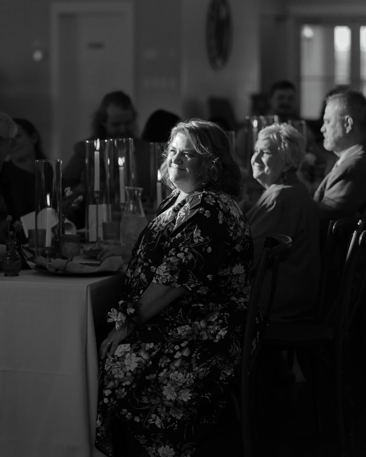 Emotional guest reaction during wedding toasts at Ivory Meadows in Dayton, Ohio.