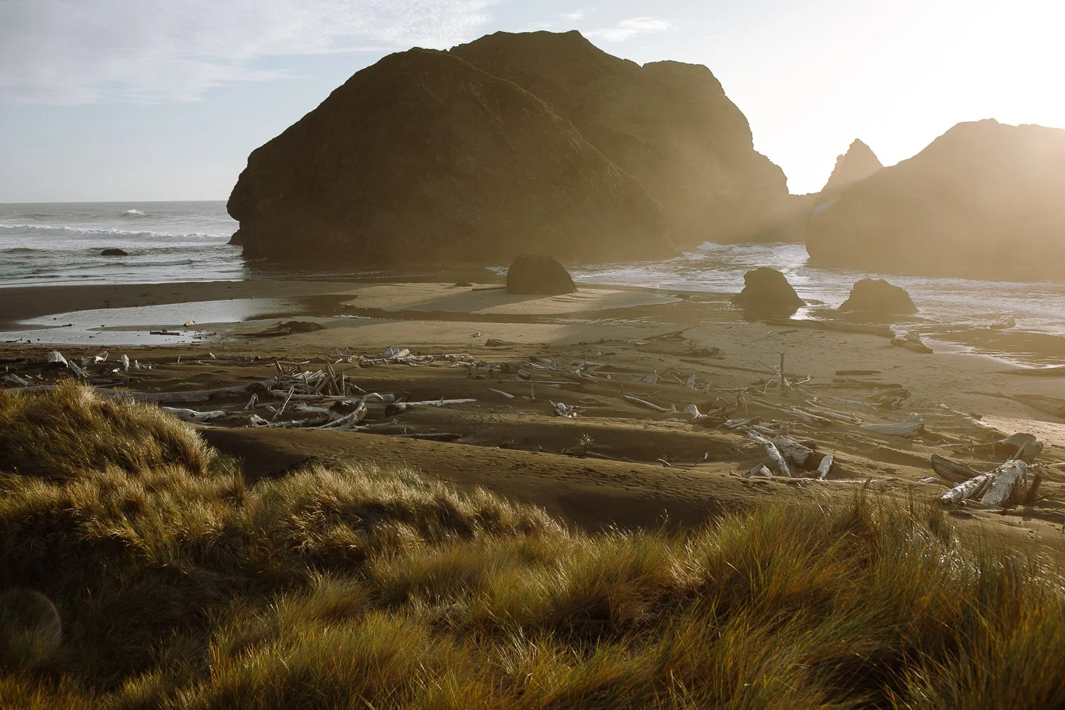 Sea stacks and rugged coastline along the Southern Oregon Coast near the redwoods