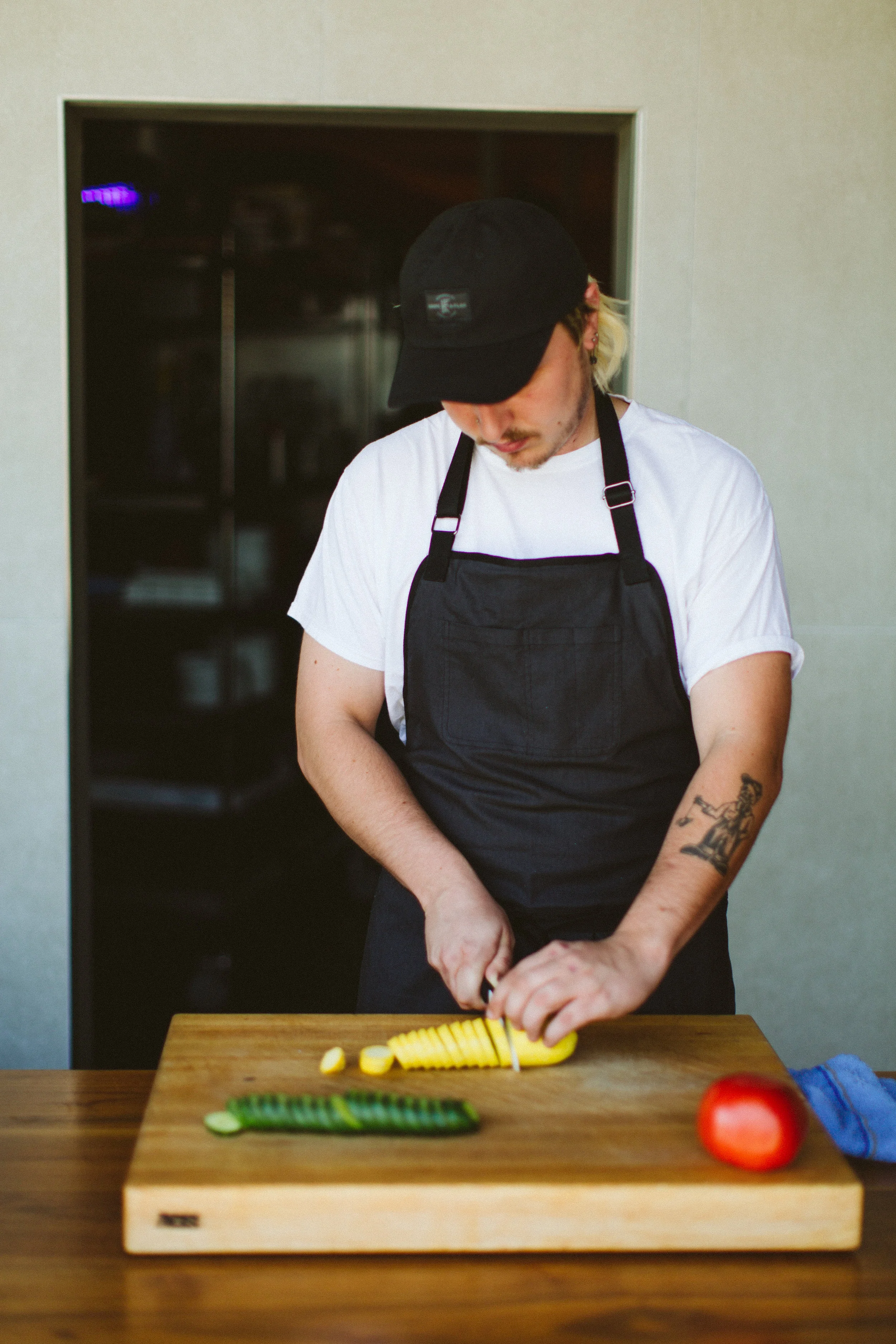 Industry Apron Black With Chef | Knife & Flag Aprons