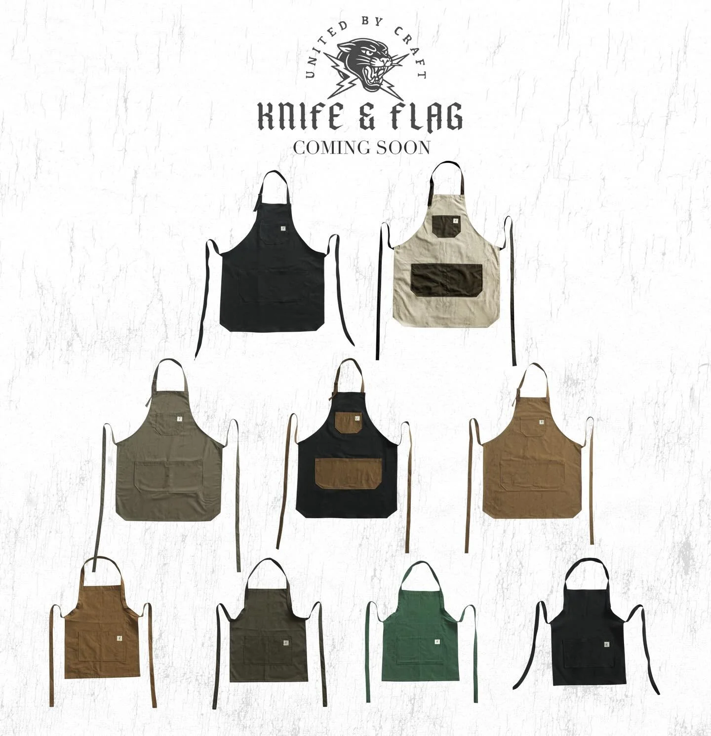 Knife &amp; Flag has been carefully building our &ldquo;SlowBurn&rdquo; kitchen inspired collection. It will include a line of aprons in two sizes and a run of professional chef knives and cutting boards. All American made.