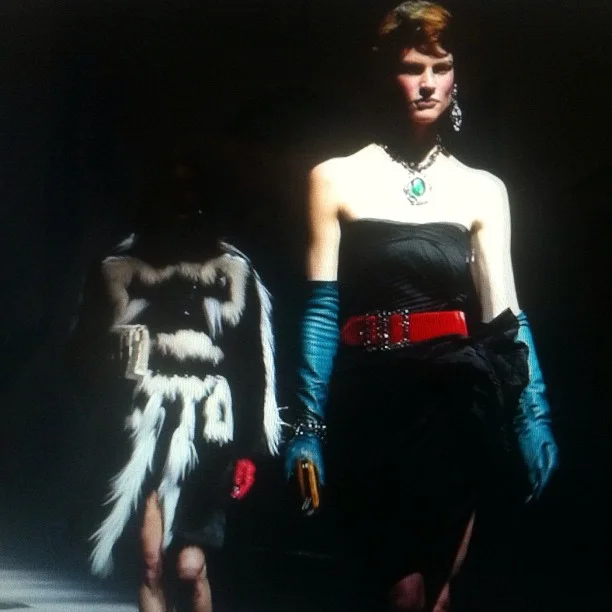 FILM STILL OF SASKIA DE BRAUW FROM LANVIN FALL WINTER 2012/2013 FEMME REHEARSAL AS SEEN BY SOME/THINGS, FILMED AND EDITED BY NAT URAZMETOVA, IN COLLABORATION WITH ETIENNE RUSSO & VILLA EUGENIE