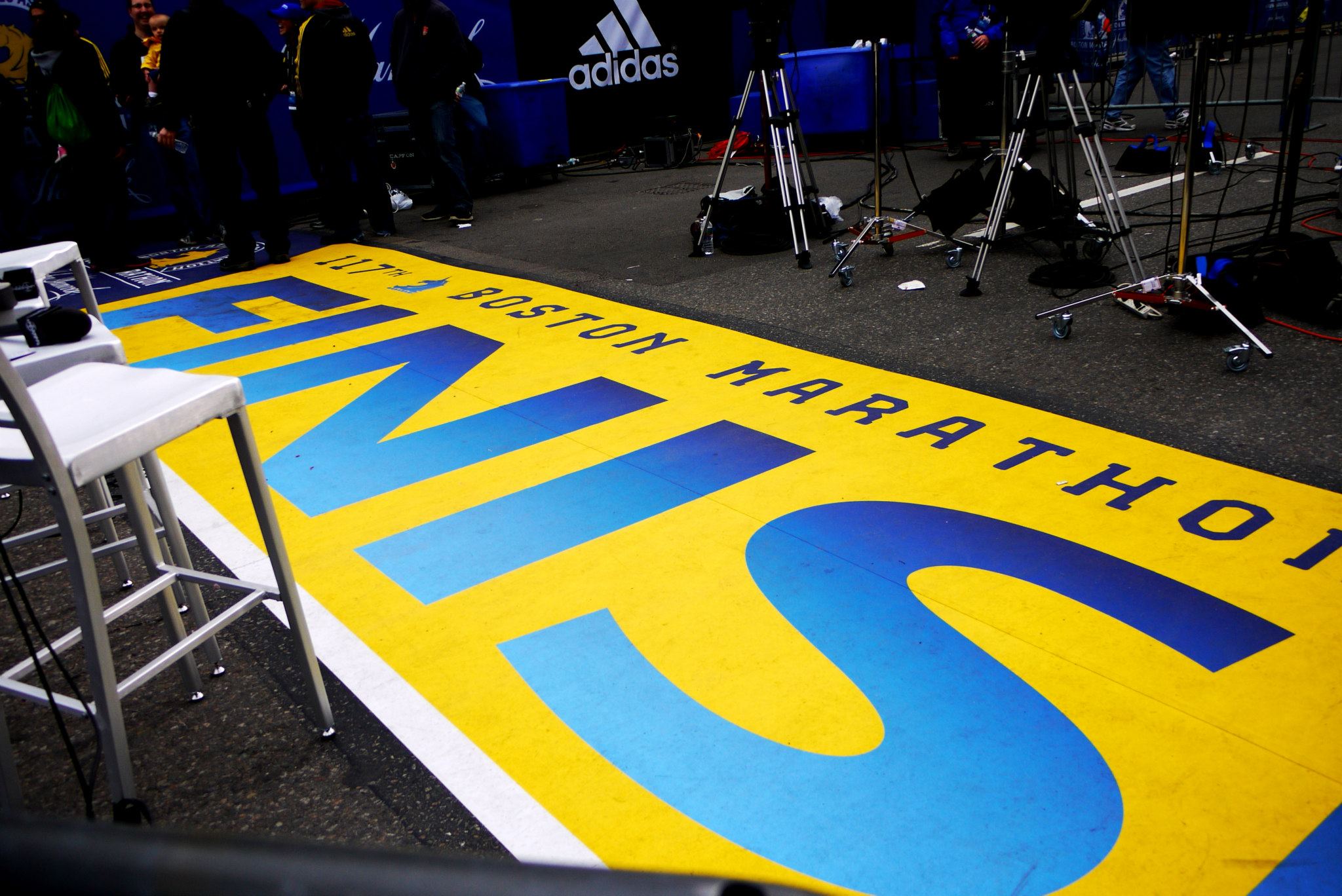    Boston Marathon 2013 |  Freshly painted finish line along Boylston Street  