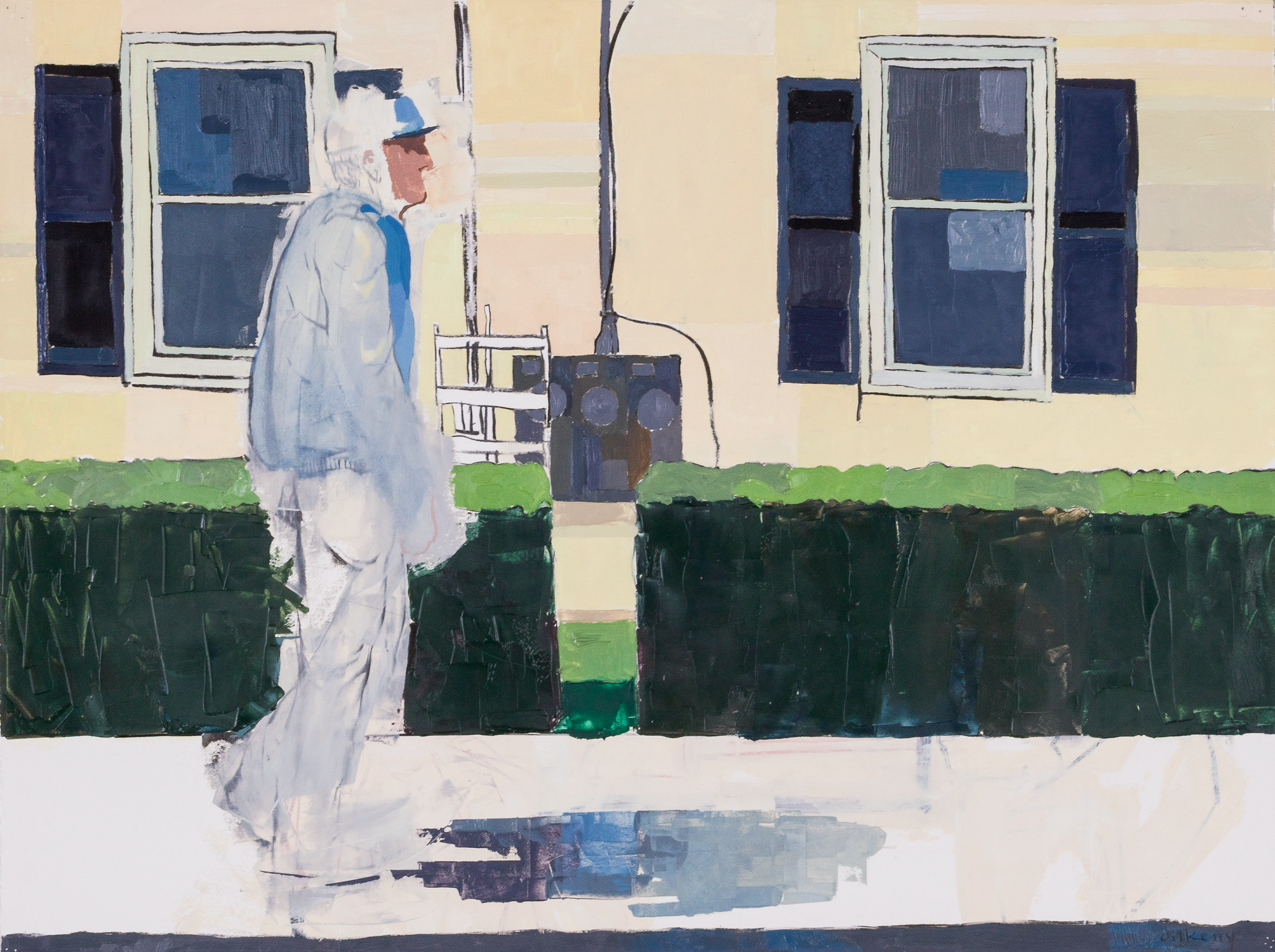 Man in Front of Hedges