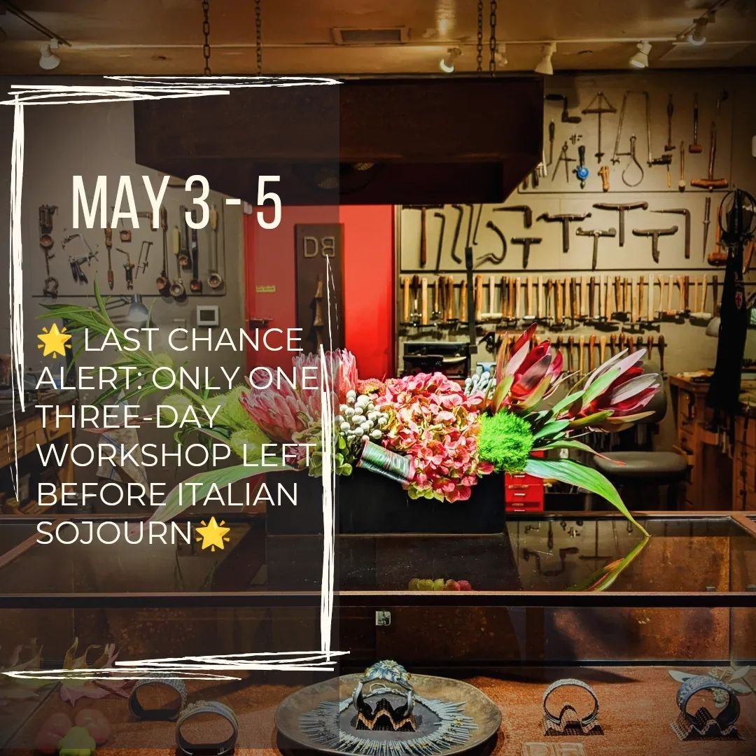 🌻🔨This workshop offers a unique chance to immerse yourself in the detailed artistry and skillful craftsmanship that drive Davide's love for jewelry and metalsmithing:  Chasing &amp; Repouss&eacute;.

For info and registration visit: www.davidebigaz