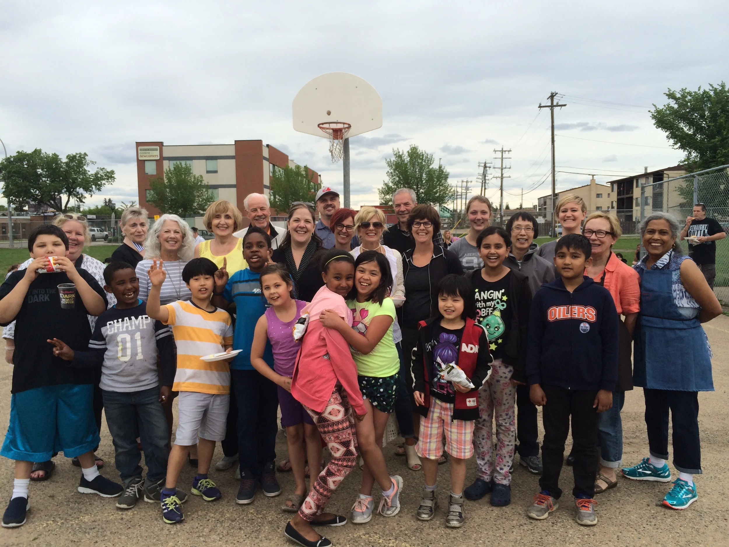 Some of our YONA students with the wonderful members of the Glenora Rotary Club who put on a BBQ for our families.