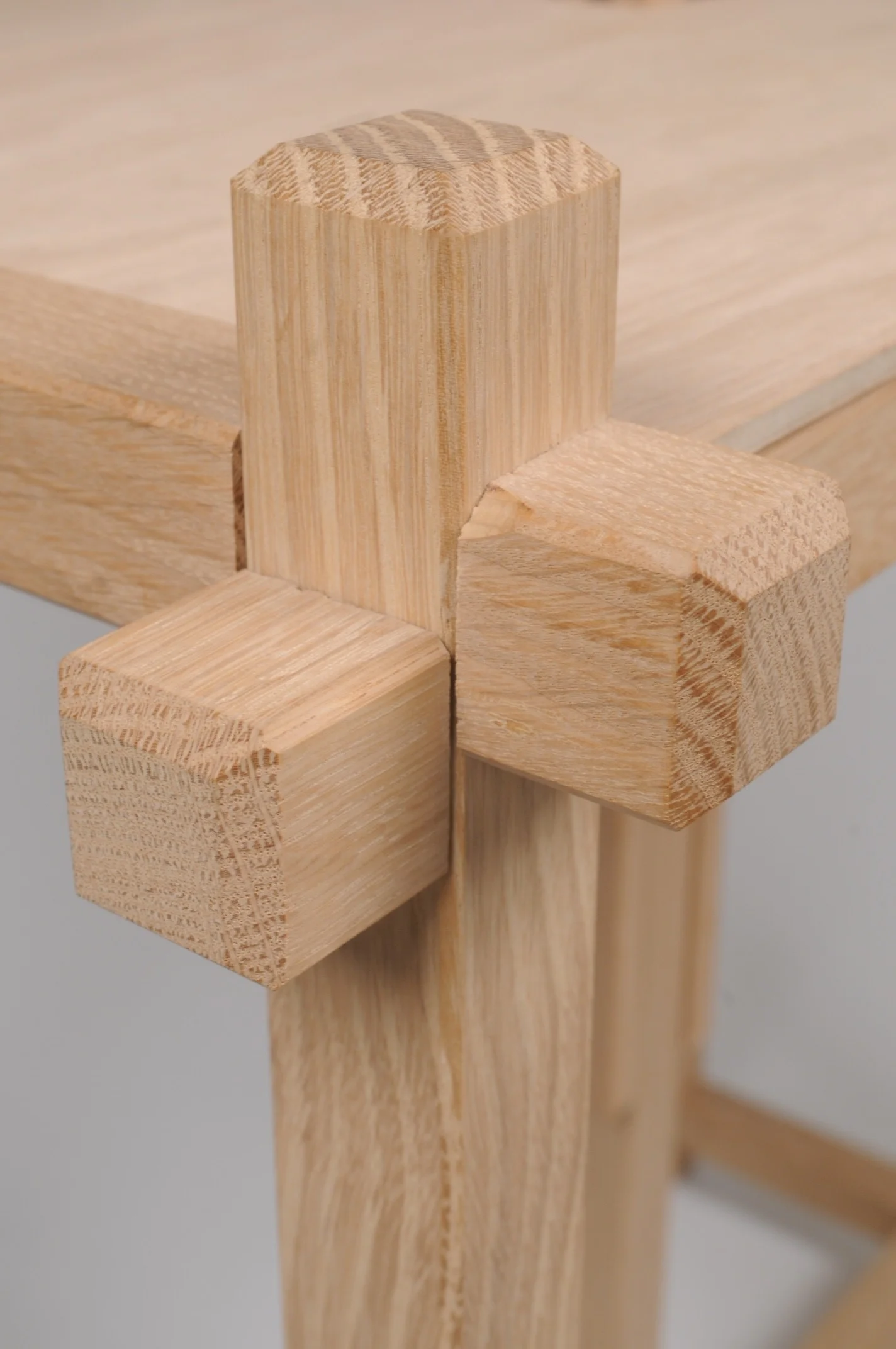 Close-up of table corner before the finish is applied