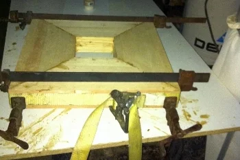 Start by gluing up several pieces of wood for the base