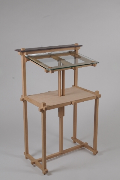 Standup adjustable-height computer desk. Photo by Sean Smuda.