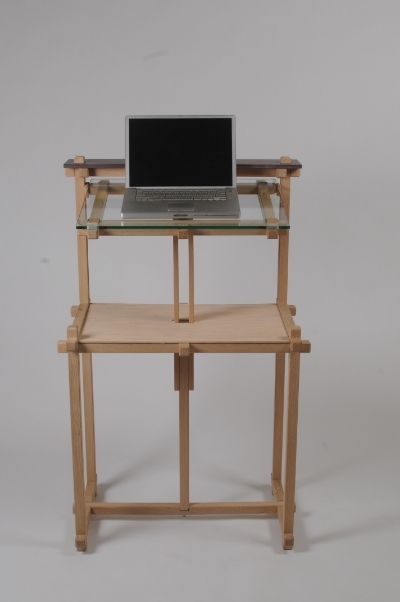 Standup adjustable-height computer desk. Photo by Sean Smuda.