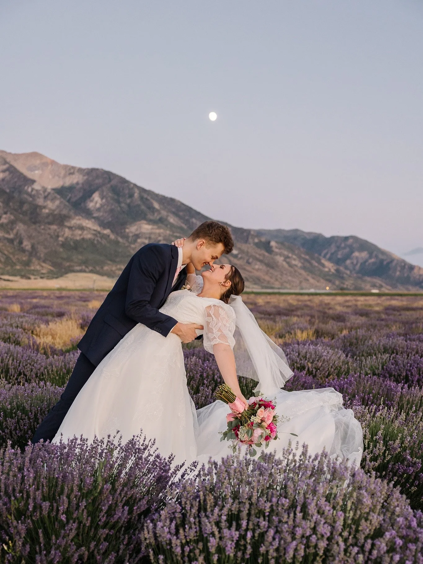 It&rsquo;s Aimee and Adins wedding day today! We did their formal photos at the @younglivinglavenderfarmmona this week and it was so beautiful. &bull;
&bull;
&bull;
&bull;
&bull;
 #bridals #utahbridals #jamietervortphotography #utahbride #bridalbouqu