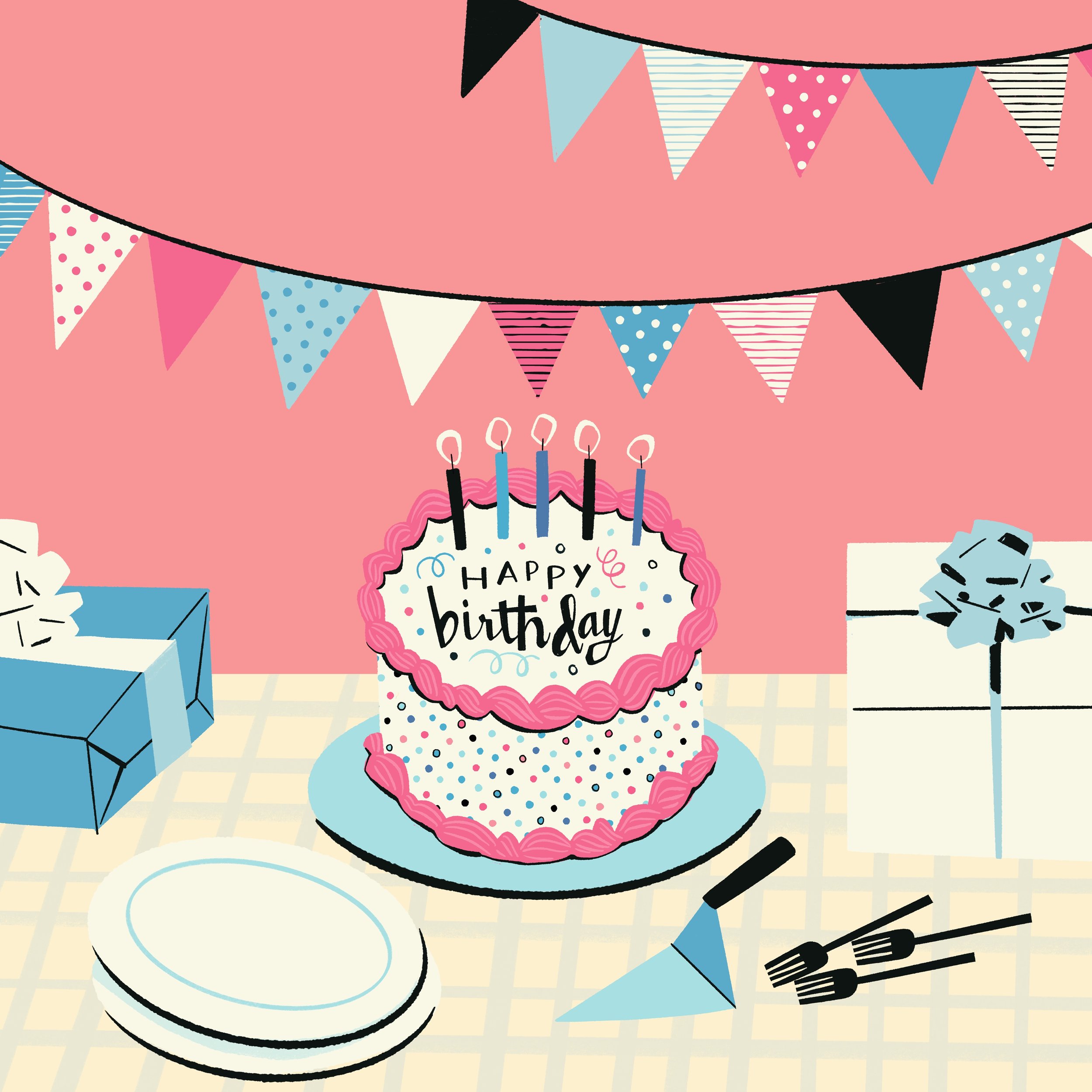 Drew Bardana Illustration - Happy Birthday Cake