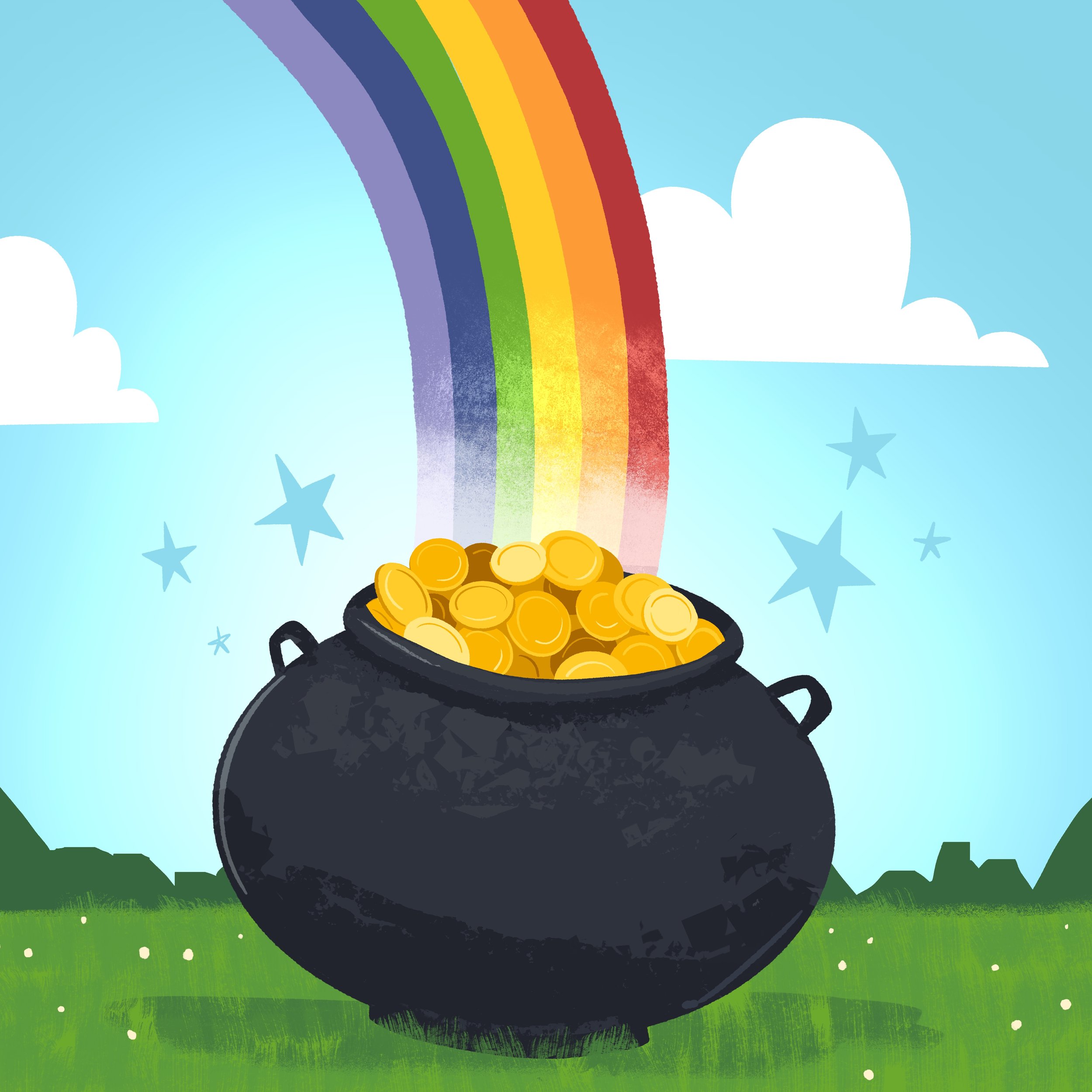 Drew Bardana Illustration - End of Rainbow Pot of Gold