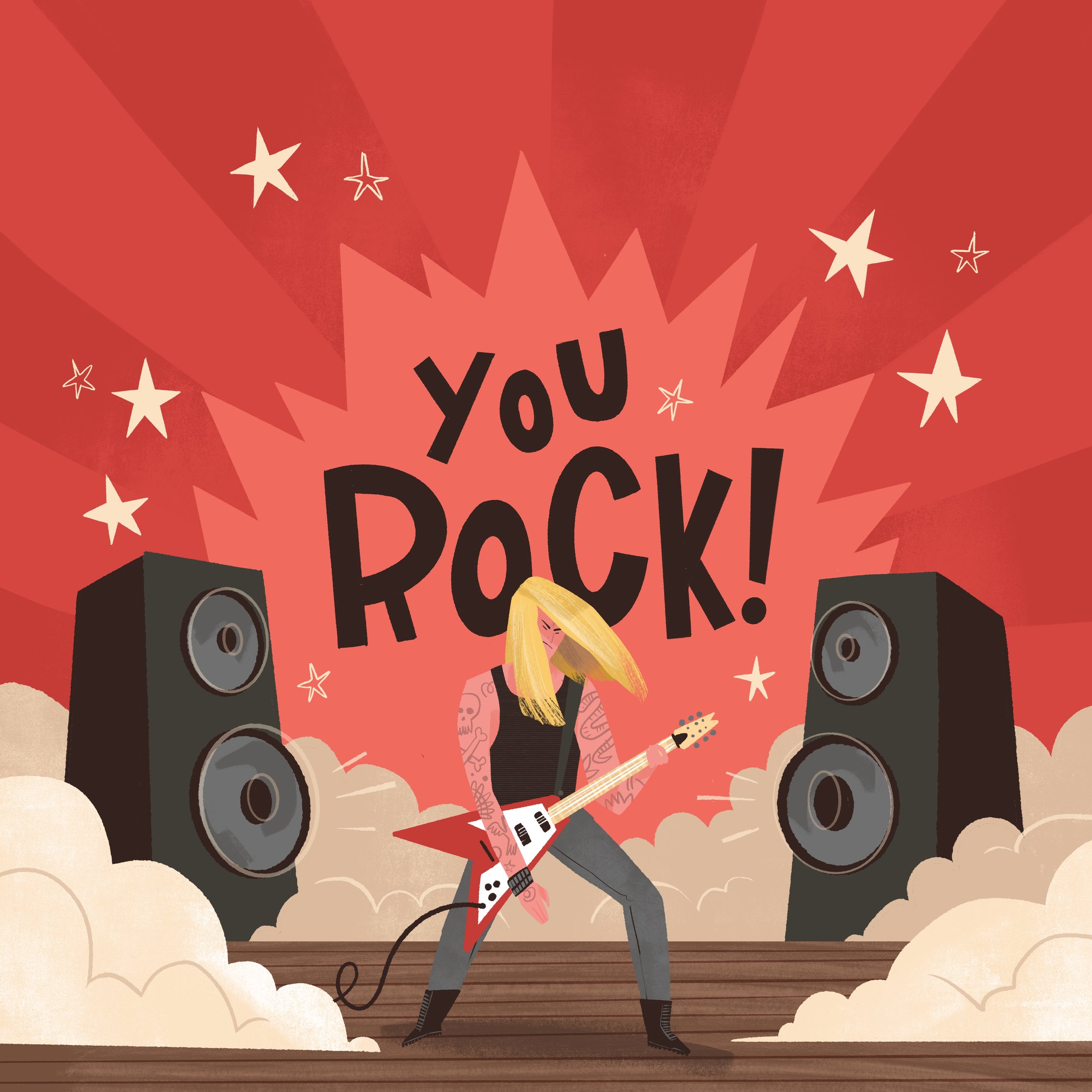 Drew Bardana Illustration - You Rock Guitarist on Stage