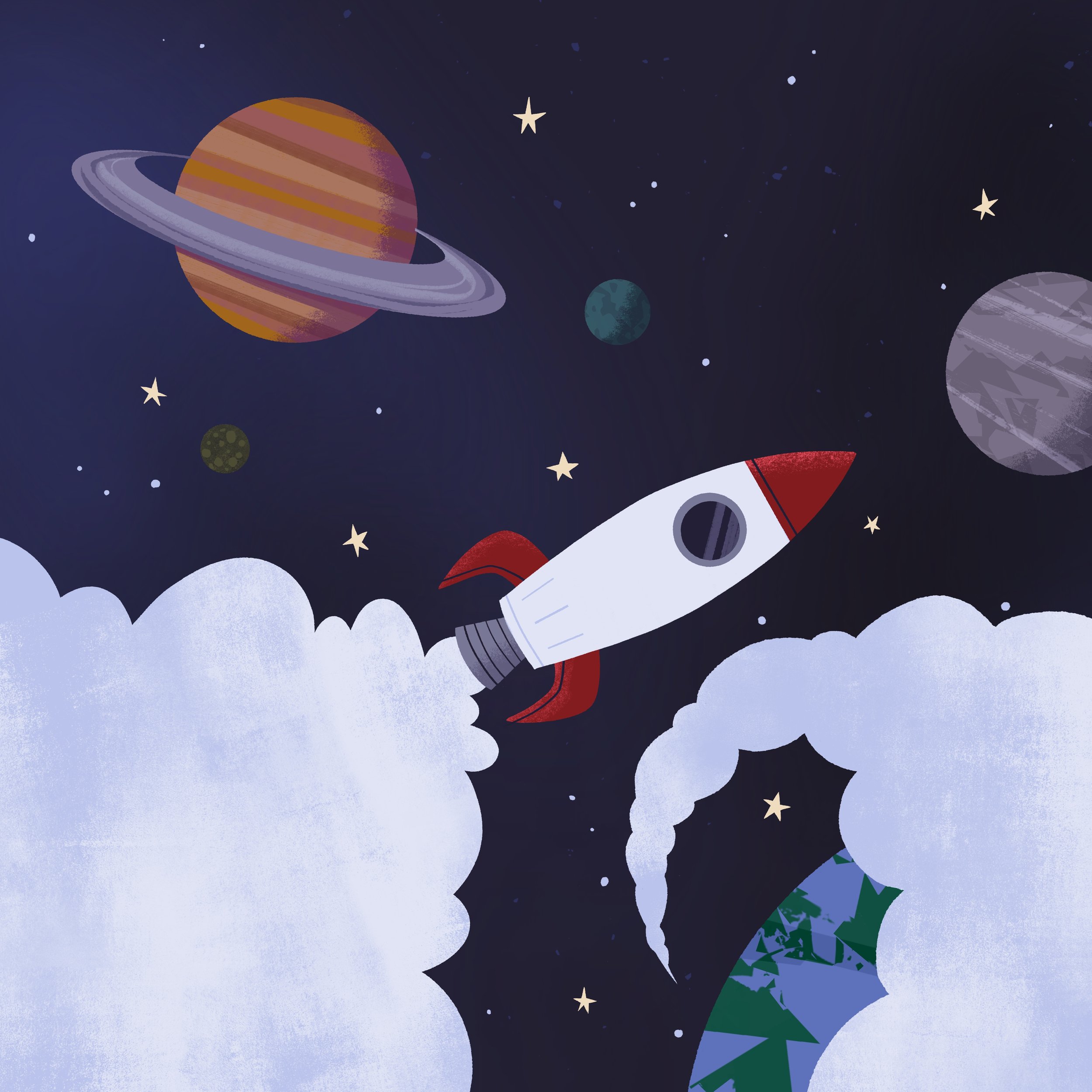 Drew Bardana Illustration - Blast Off to Outer Space