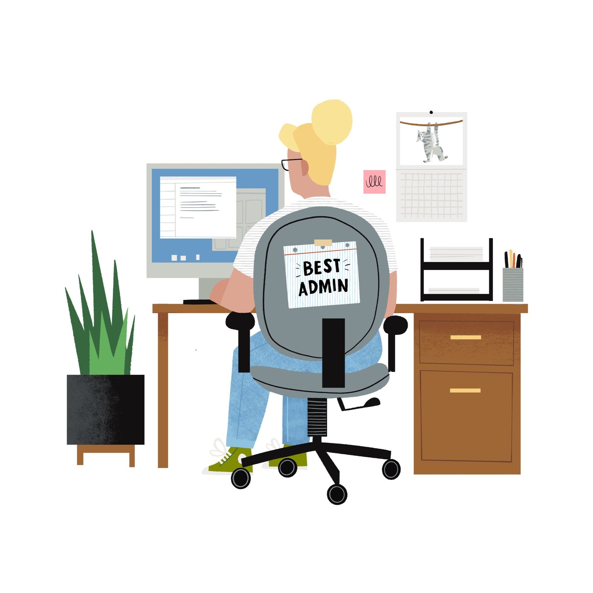 Drew Bardana Illustration - Best Admin Ever Office Illustration
