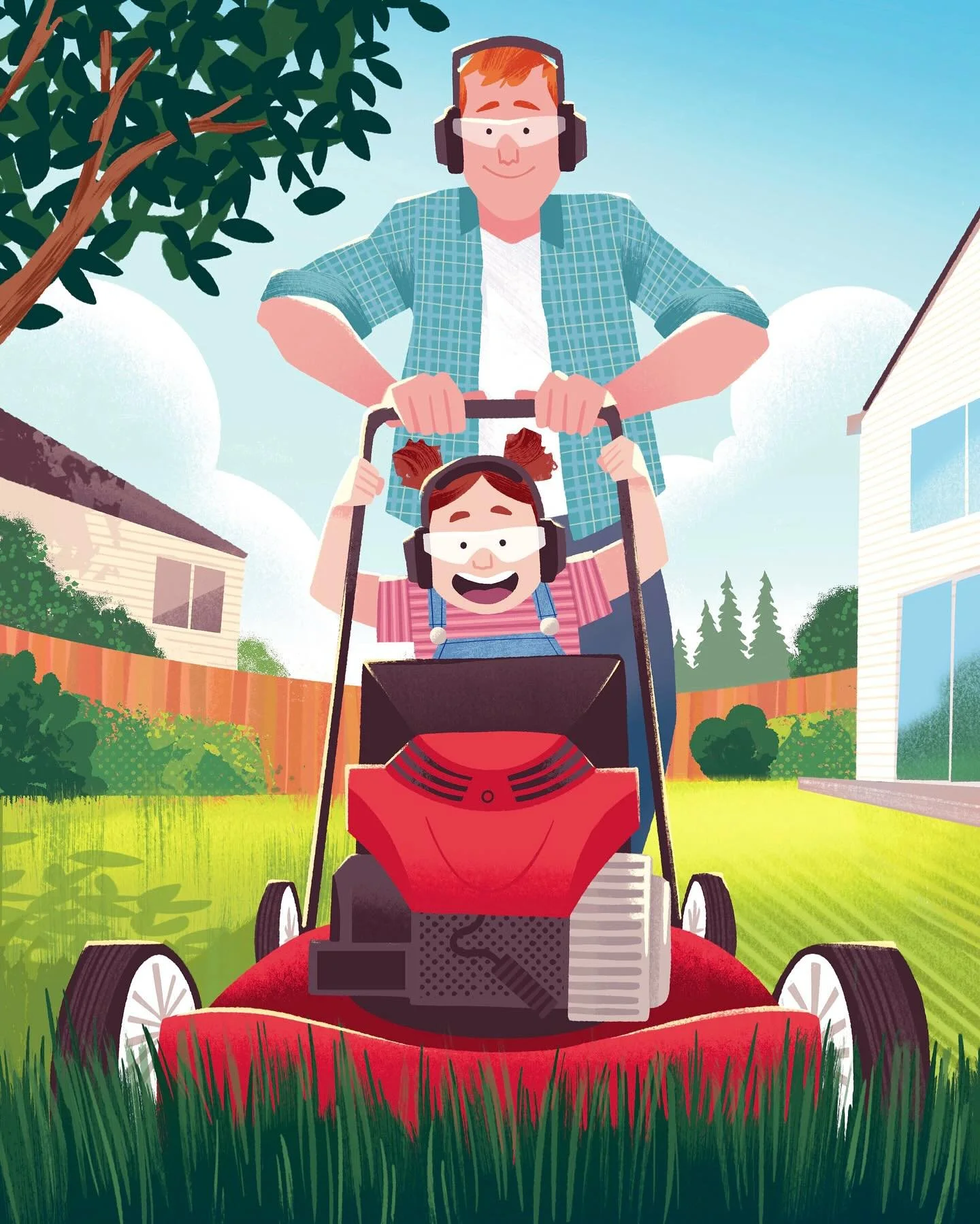 Helping Dad mow the lawn!

#illustration #illustrator #kidlitart #summer #gardening #lawn #childrensbookillustration #fatherdaughtertime #drawing #instaart