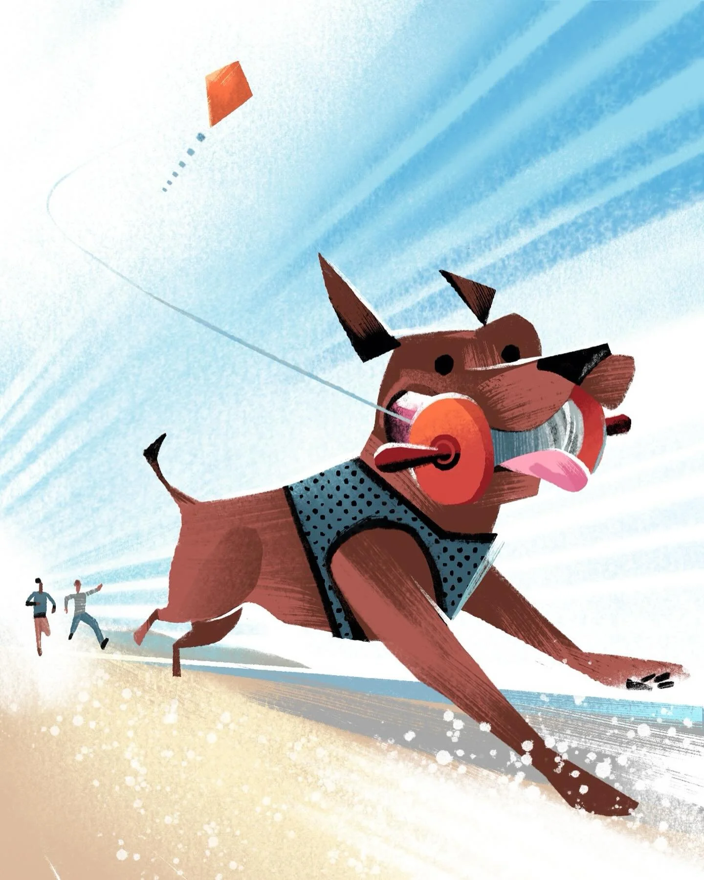 Im participating in Furry Little Peach&rsquo;s drawing challenge @peachtober this year. Today&rsquo;s prompt is &ldquo;kite&rdquo;. I imagined a wind-swept scene of a dog running off with a beach-goer&rsquo;s kite. Oh, the joy of that dog! 

Thank yo