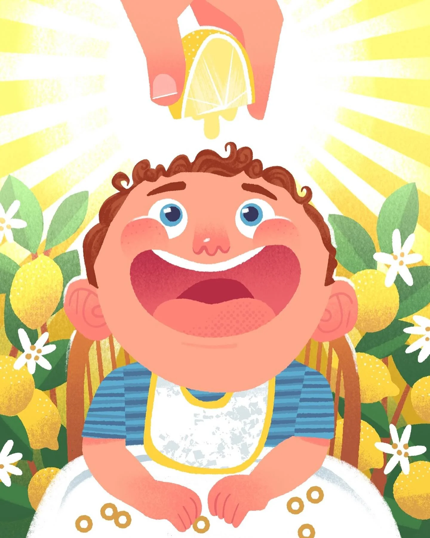 My parents tried the sour lemon trick on me when I was young. To their surprise, I asked for more!

Peachtober Day 29: Sour

#peachtober25 #peachtober25sour #illustration #lemon #lemontree #childrensbookillustrator #highchair #toddler #citrus