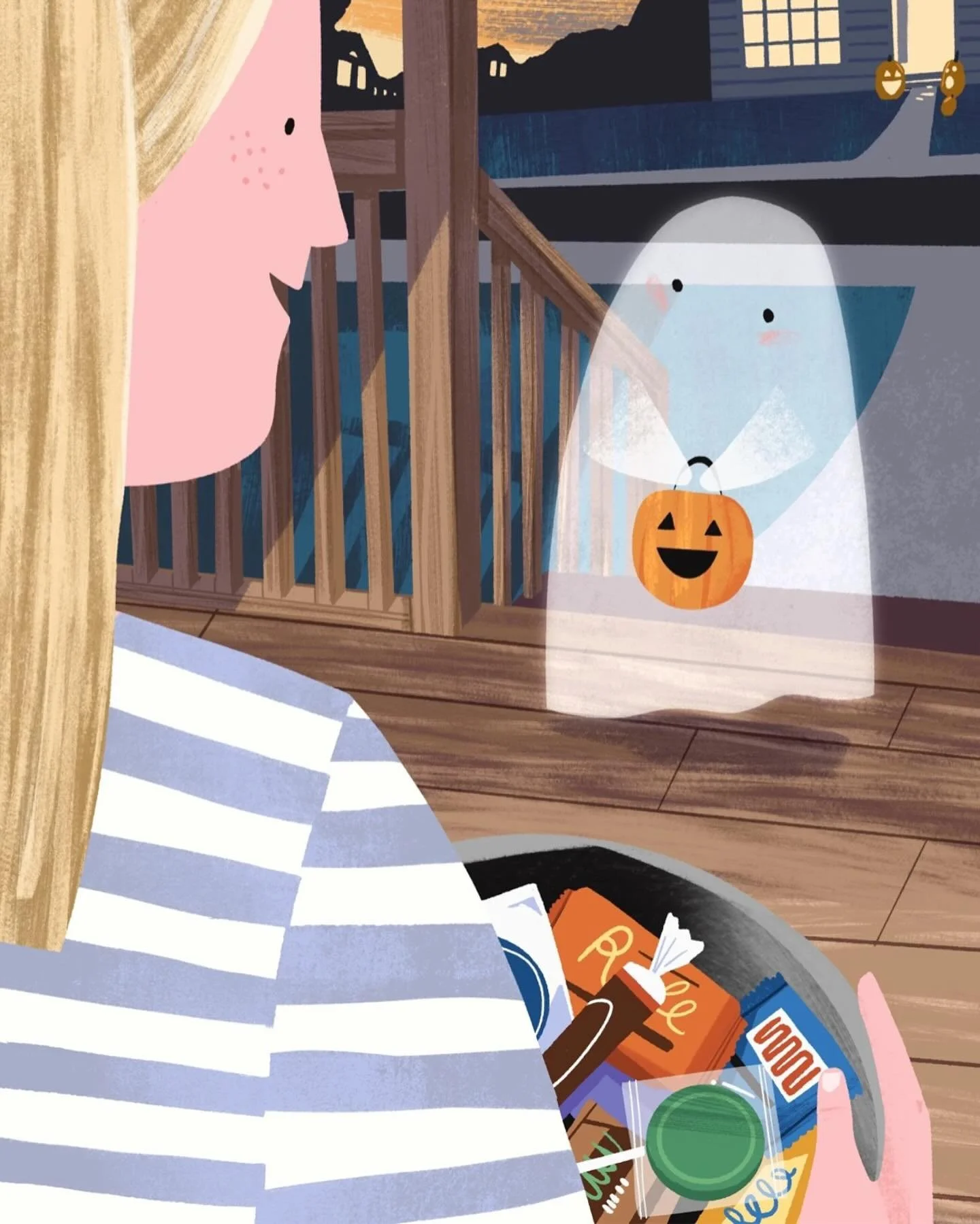Trick or treat? Happy Halloween, everyone! 👻

Peachtober day 31: Ghost

#peachtober25 #peachtober25ghost #halloween2025 #trickortreat #illustration #ghost #pumpkin #halloweencandy #childrensbookillustration
