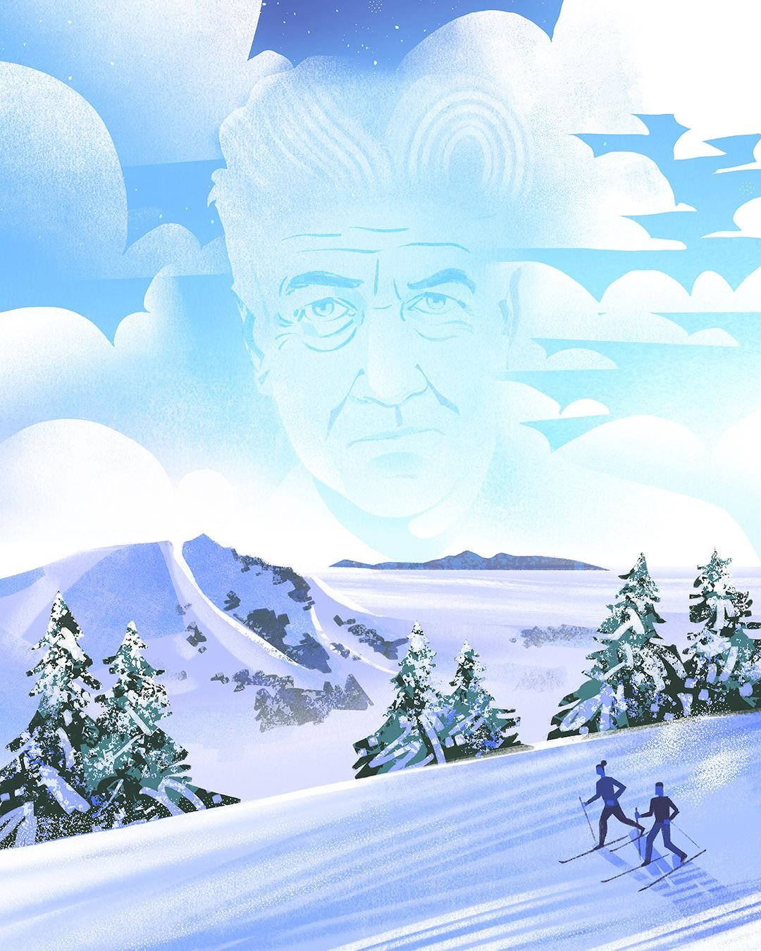 Here's an illustration for Cross Country Skier Magazine. The article is titled "Last Winter with David Lynch."