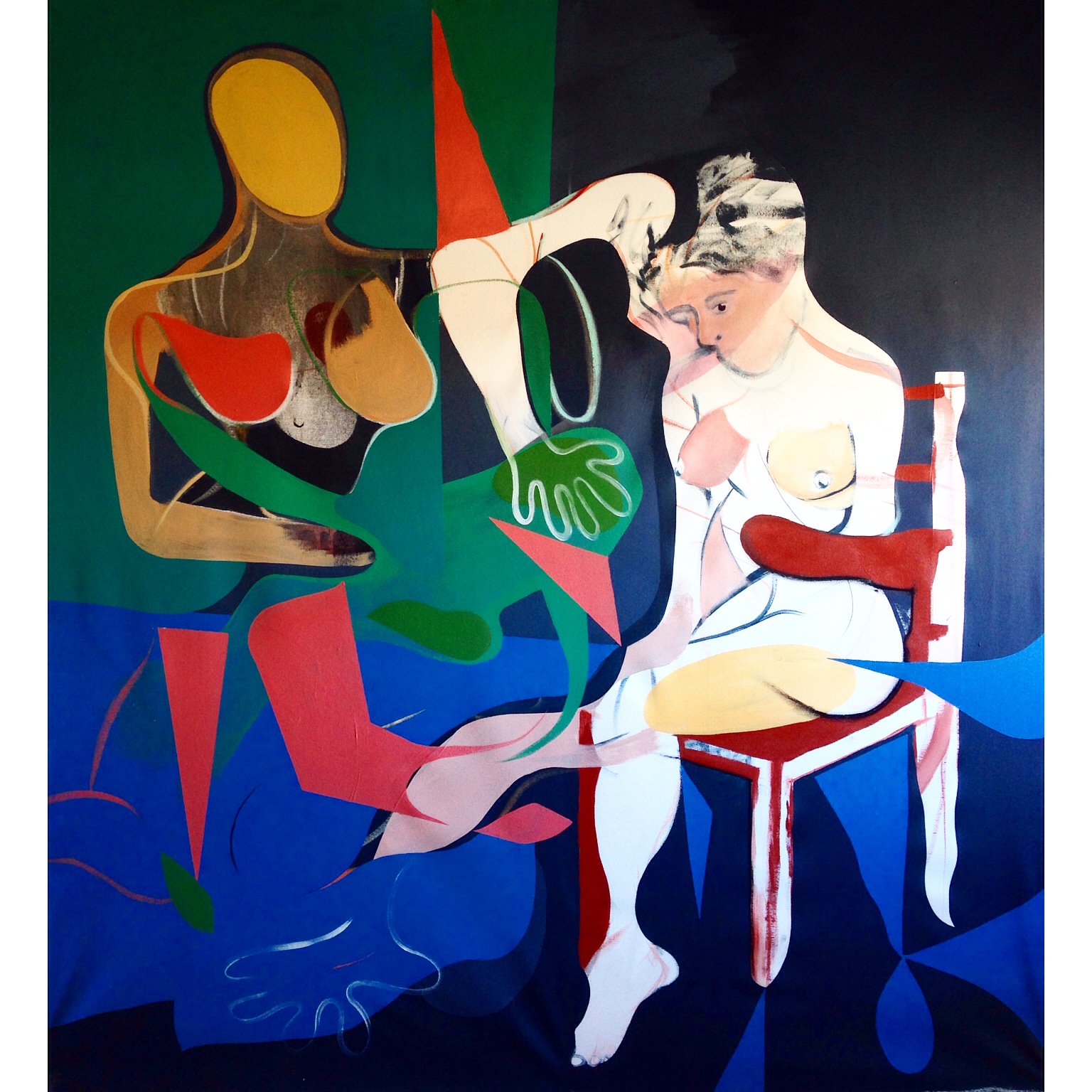 Acrylic and Soft Pastel on Canvas 54 x 52 in 137 x 132 cm