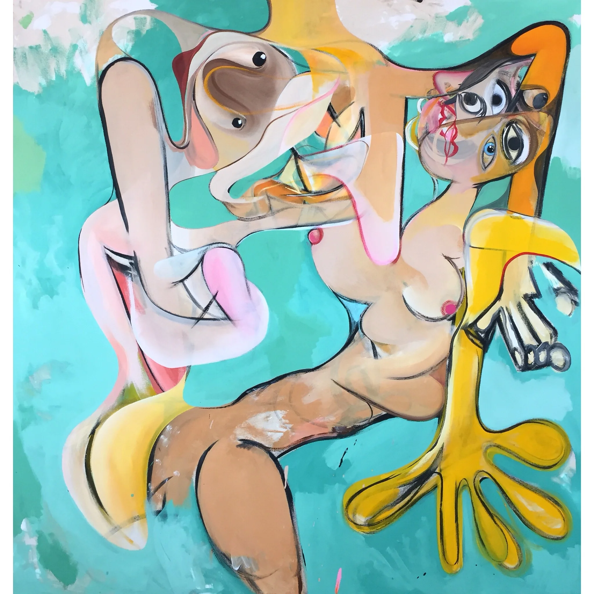  Acrylic and Oil Stick on Canvas  50 x 48 in  127 x 122 cm 