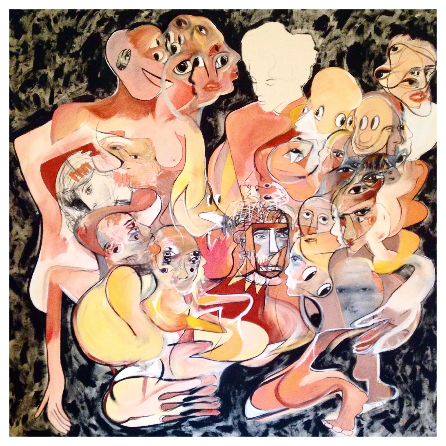 Acrylic, Oil Stick, Soft Pastel, and Charcoal on Canvas 72 x 72 in 183 x 183 cm
