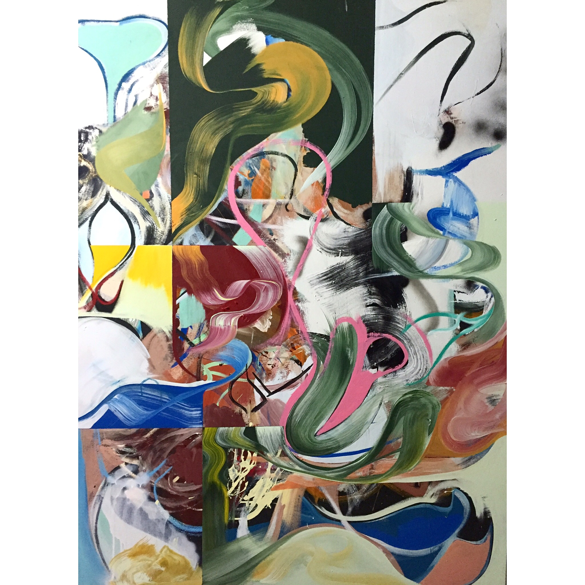  Acrylic, Oil Stick, and Spray Paint on Canvas  63 x 47 in  160 x 120 cm 