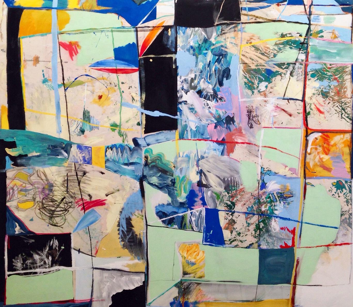 Acrylic, Oil Stick, Soft Pastel, and Charcoal on Canvas 66 x 54 in 168 x 137 cm