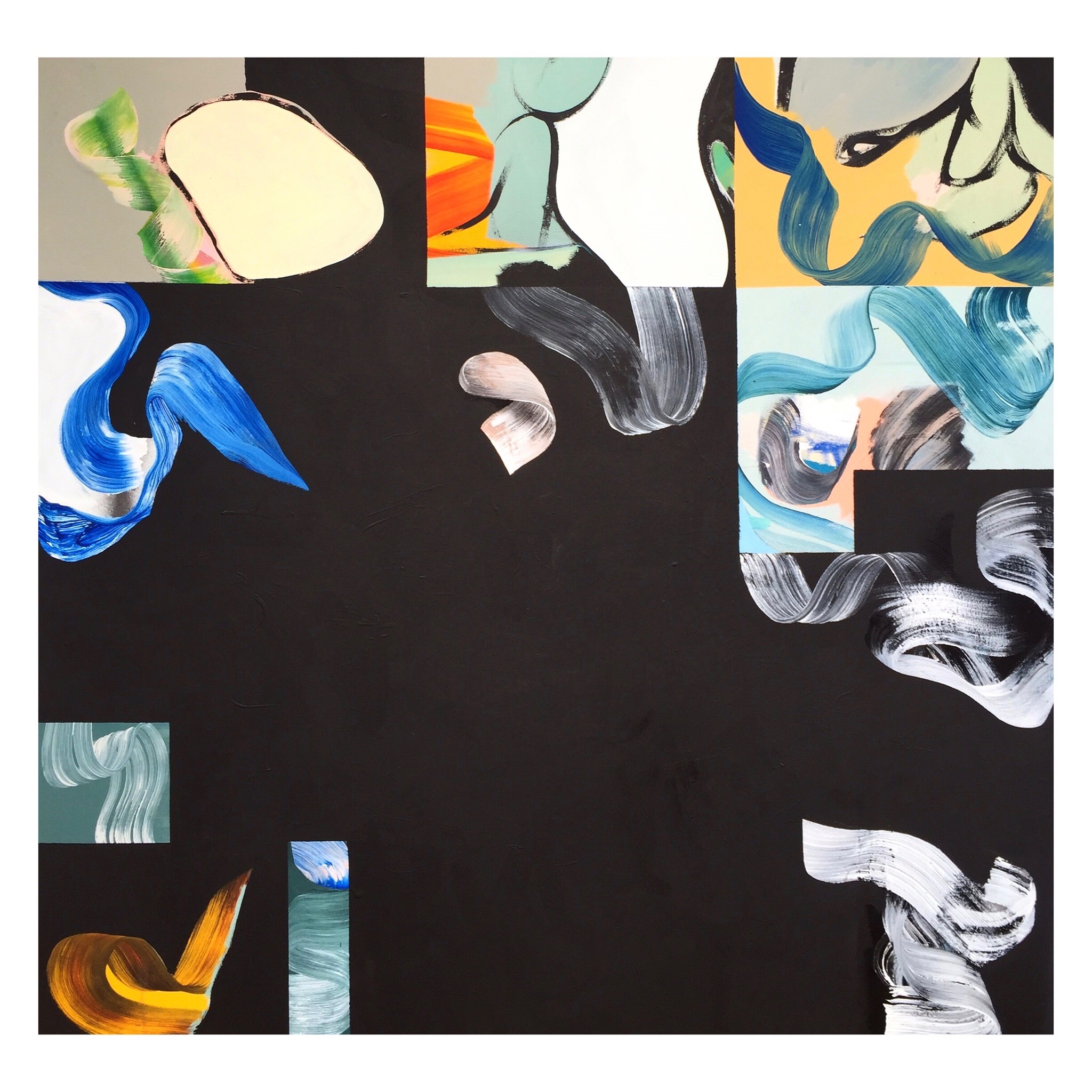 Acrylic and Spray Paint on Canvas 49 x 47 in 125 x 120 cm