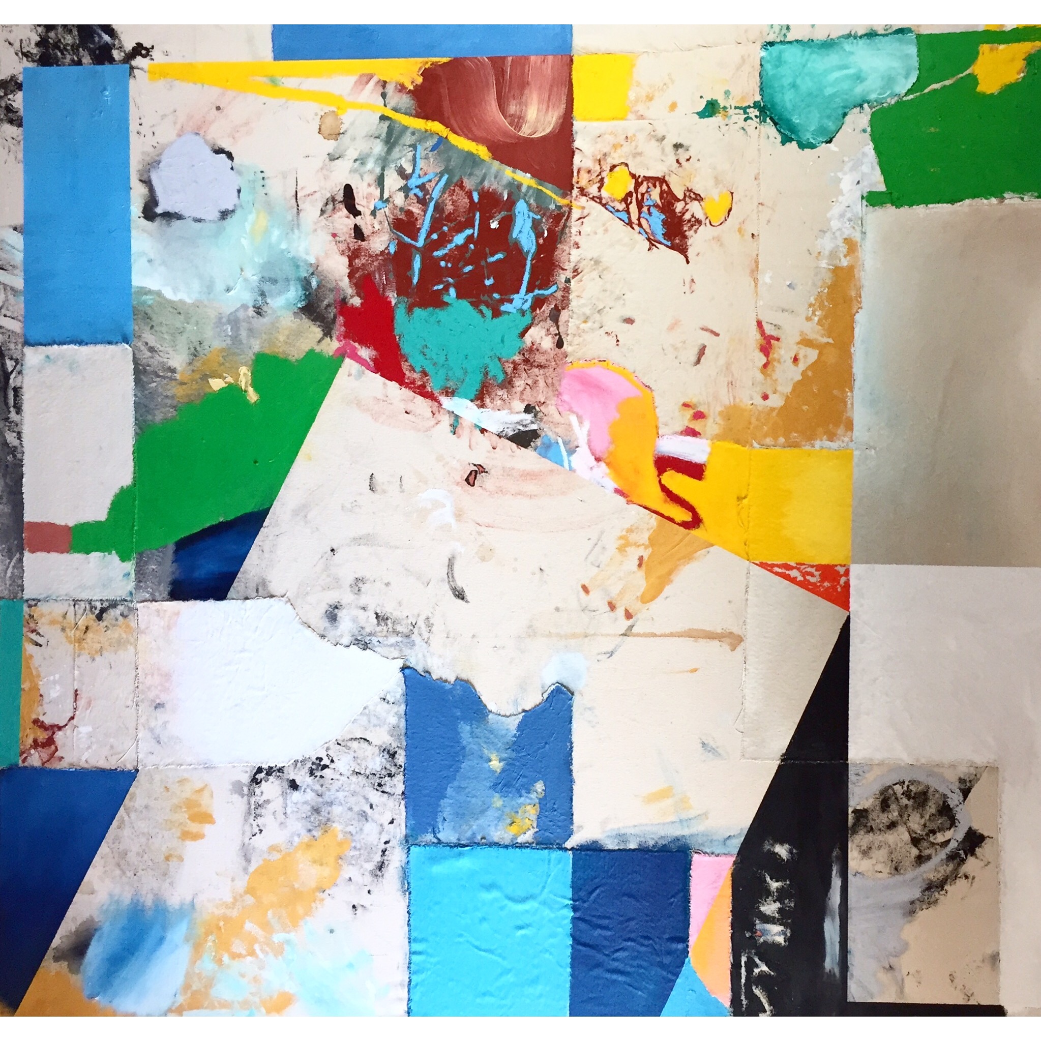 Acrylic, Oil, Oil Stick and Cut Canvas on Canvas 52 x 50 in 132 x 127 cm 