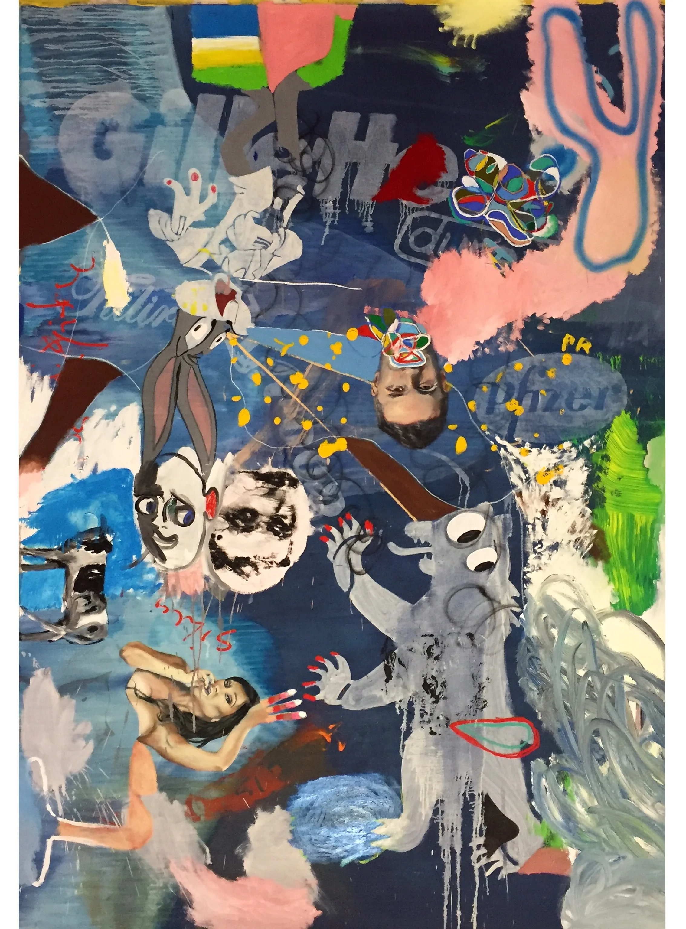 Oil, Acrylic, and Spray Paint on Canvas 98.5 x 71 in 250 x 180 cm