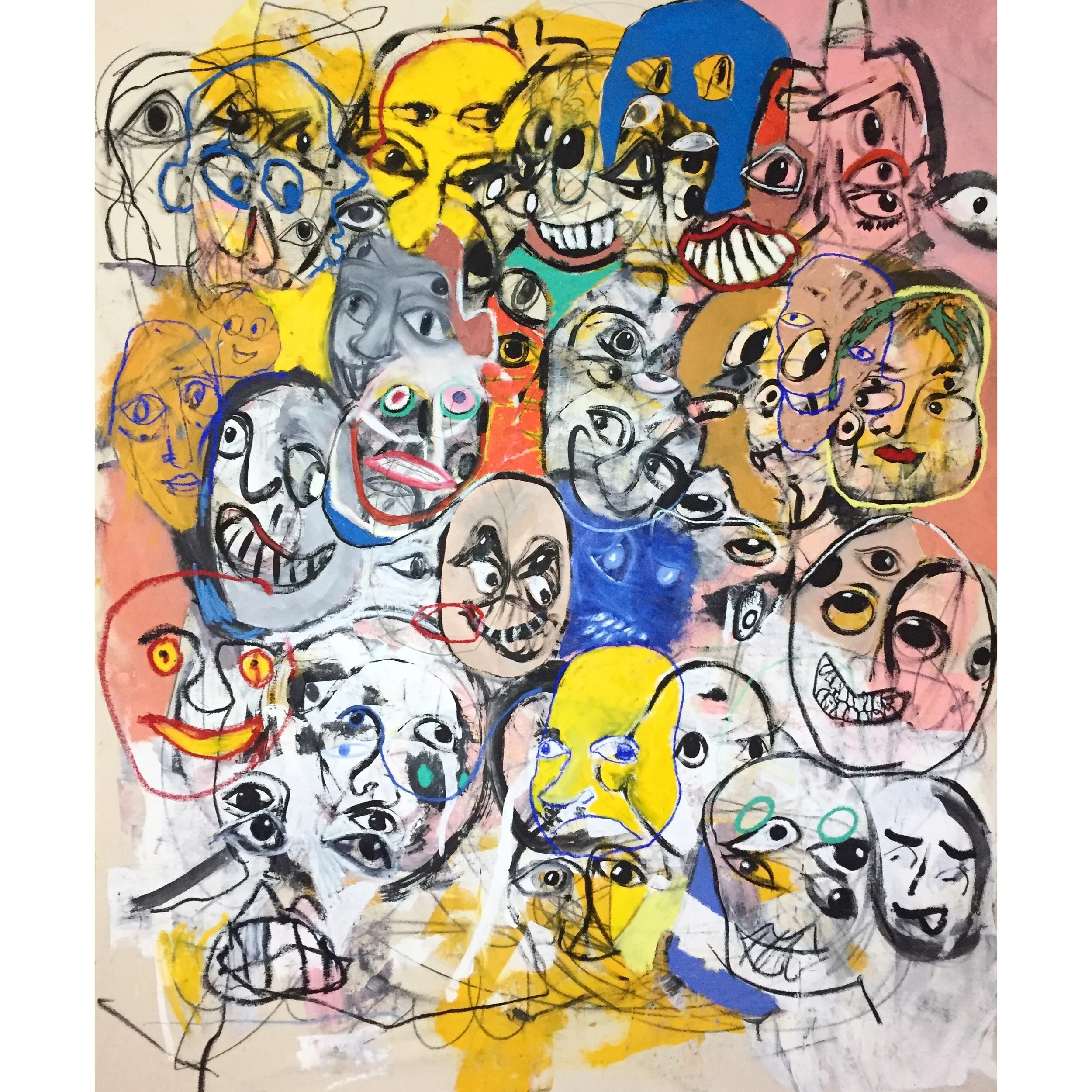  Acrylic, Oil Stick, Charcoal and Soft Pastel on Canvas&nbsp;  52 x 66 in&nbsp;  132 x 168 cm 