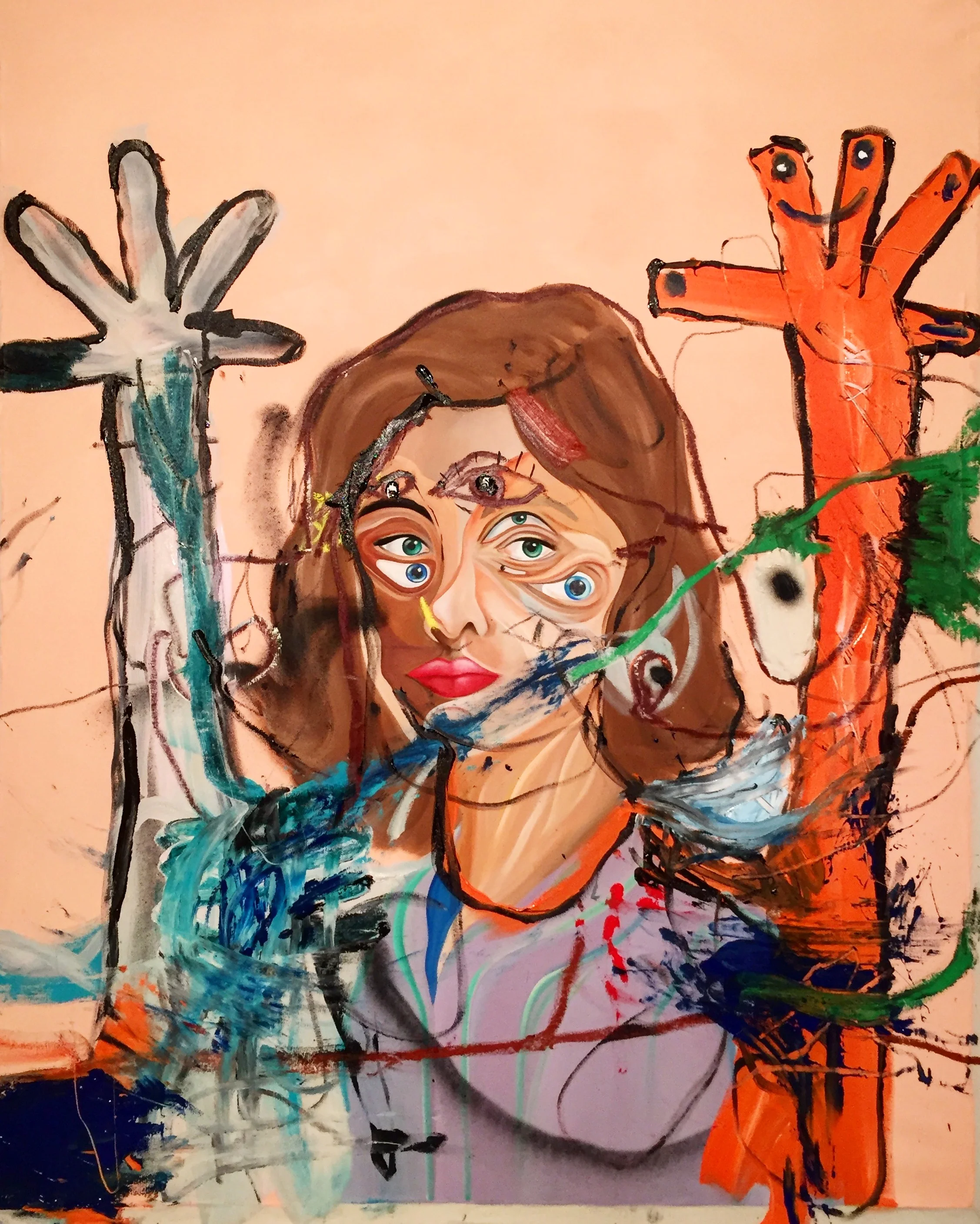  Acrylic and oil stick on Canvas  64 x 52 in  163 x 132 cm 