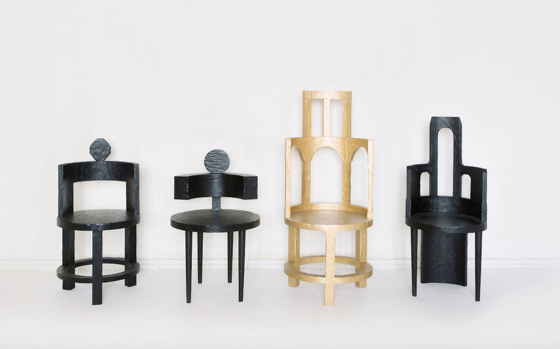  ‘Sculptural chairs’ by Rooms, from The Art of Sitting exhibition ToolsGalerie Paris. 