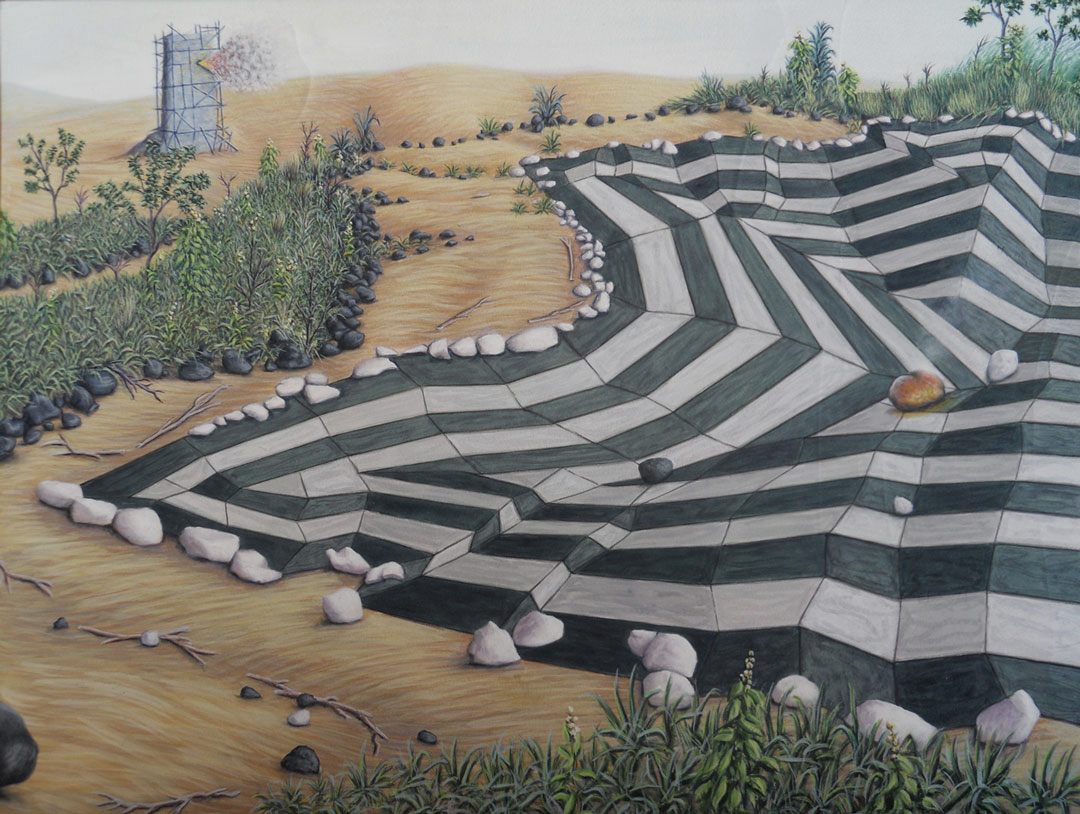 Meteor , 2011, flashe on panel, 18"x24"