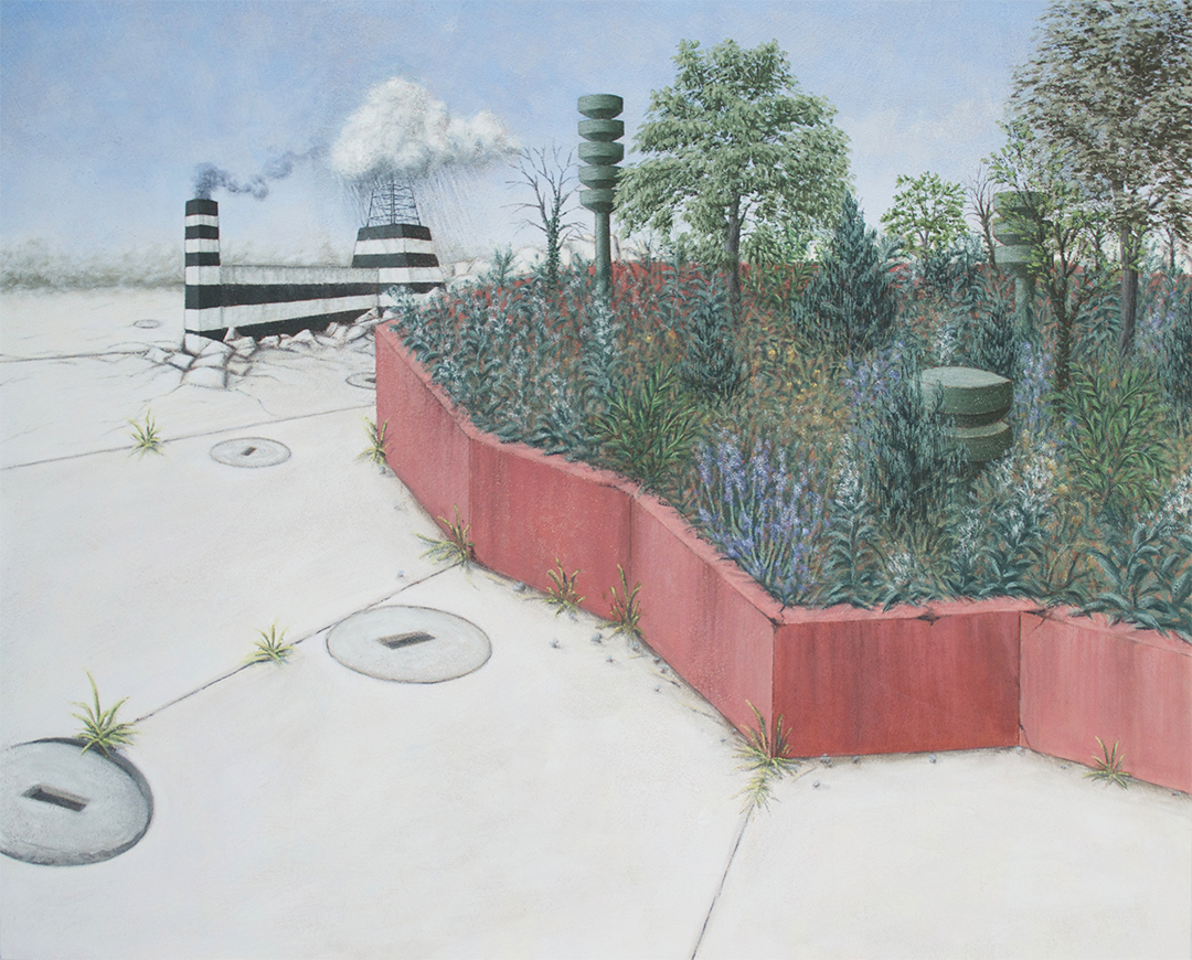 Approaching Storm , 2014, flashe on panel, 44"x54"