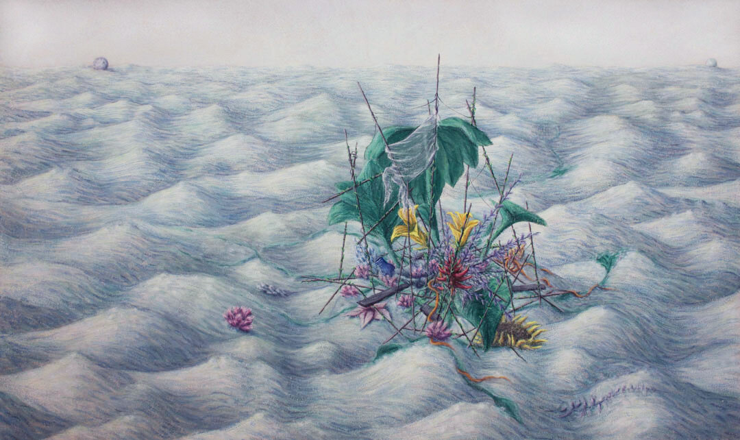 Flotilla #2 , 2018, flashe on panel, 36”x60”