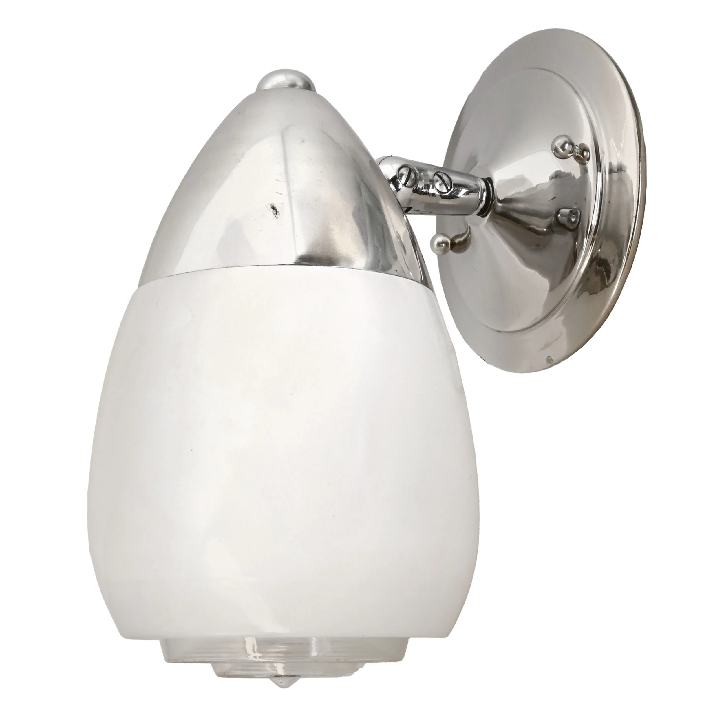 25697 adjustable MCM nickel sconce pair with white and clear threaded lens shades 1.jpg