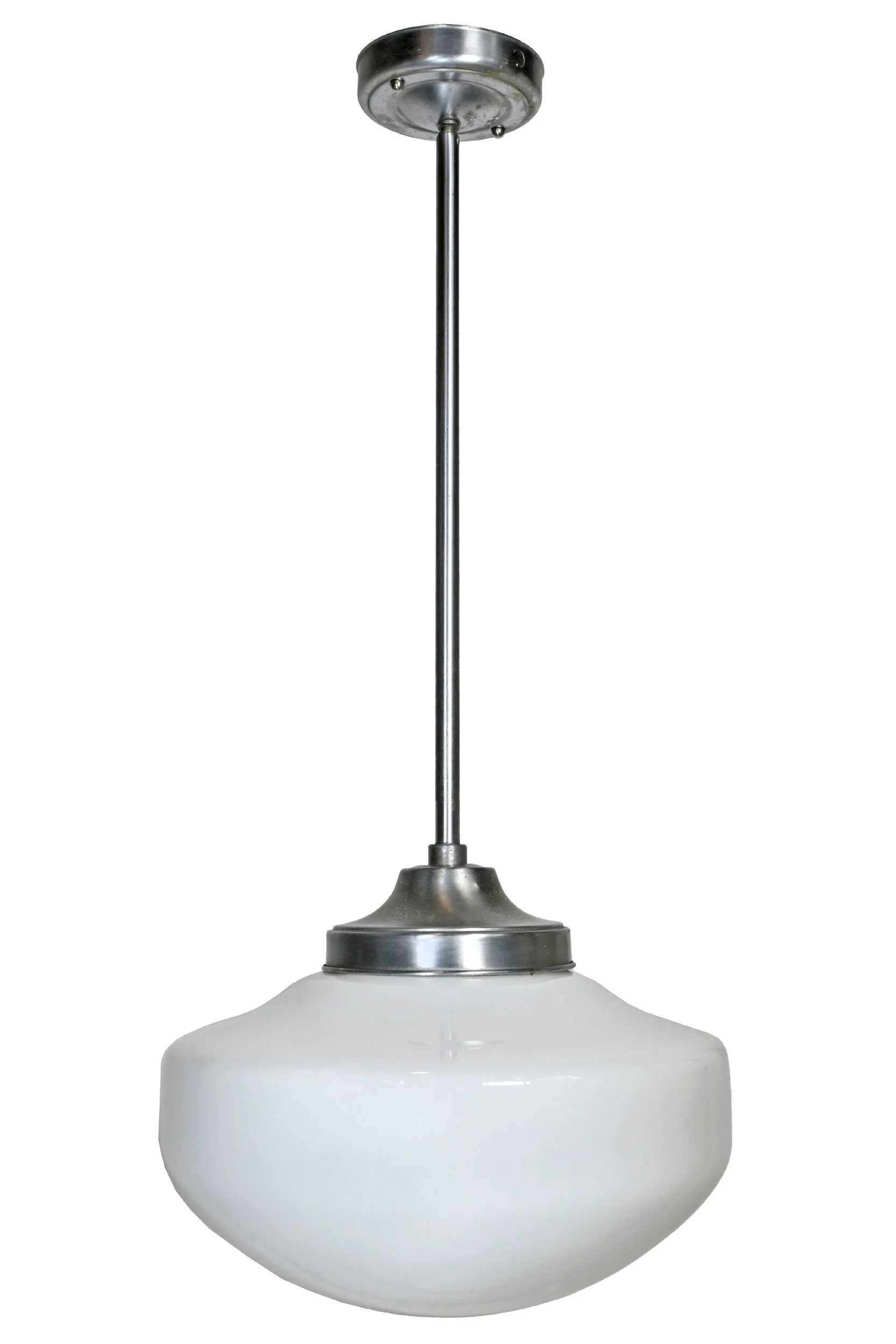 26188 aluminum industrial pendant with milk glass schoolhouse shade 1.jpg