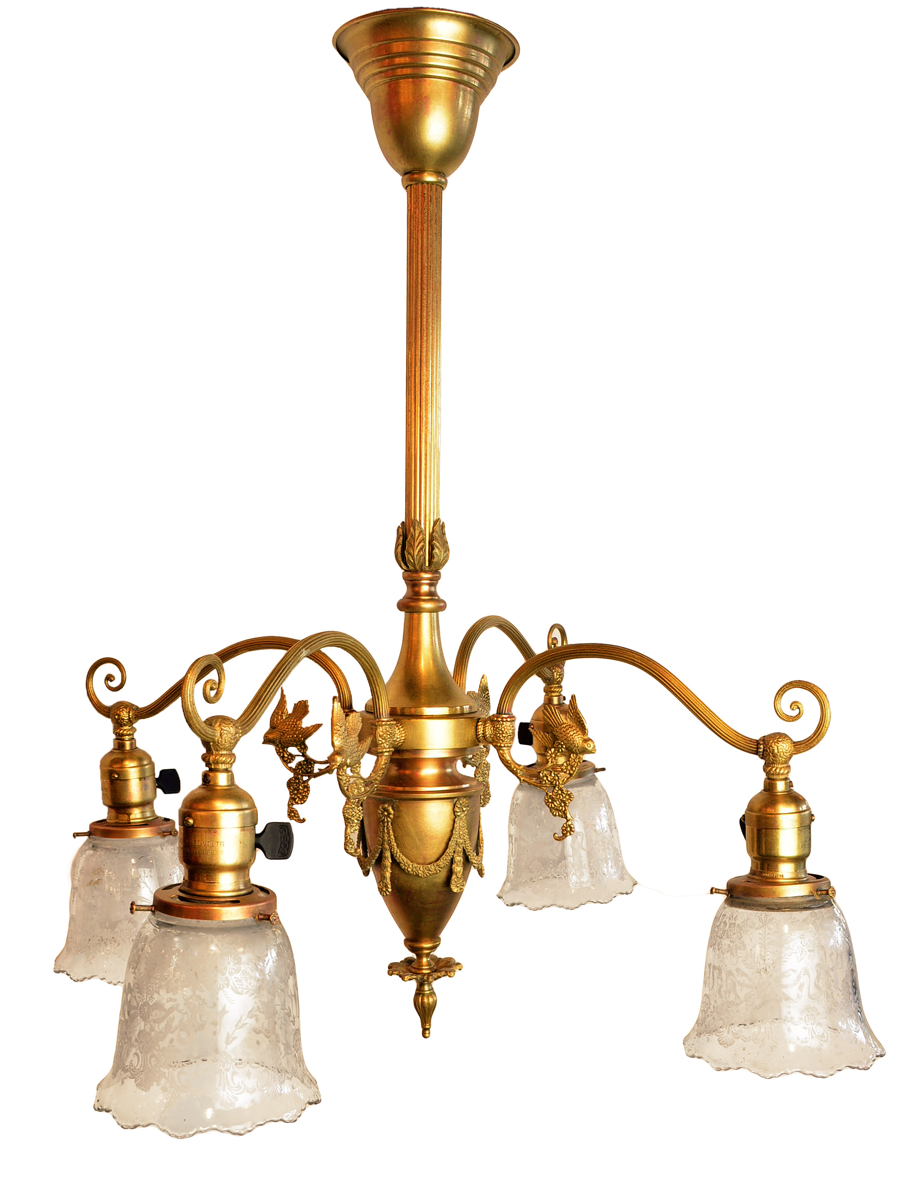 LIGHTOILER BRASS 4-ARM CHANDELIER