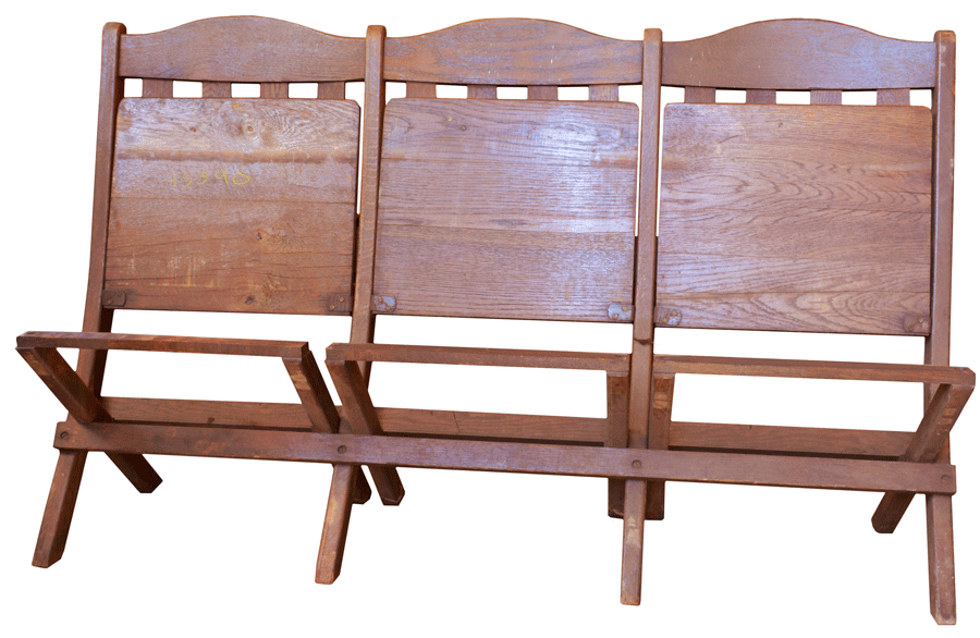 three-seat folding bench — ARCHITECTURAL ANTIQUES | Stehtische