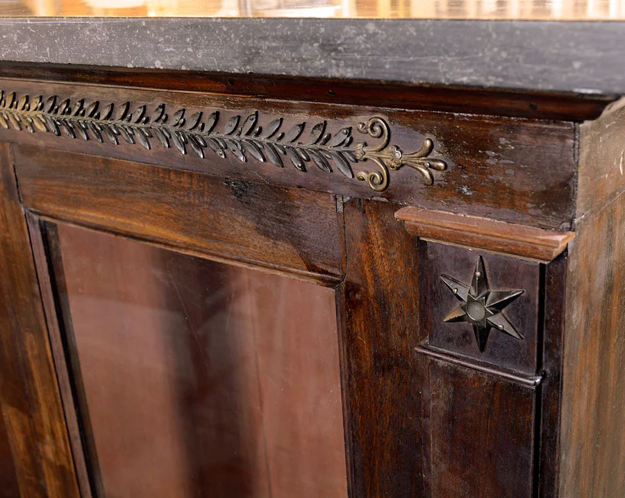 walnut and granite bookcase — ARCHITECTURAL ANTIQUES